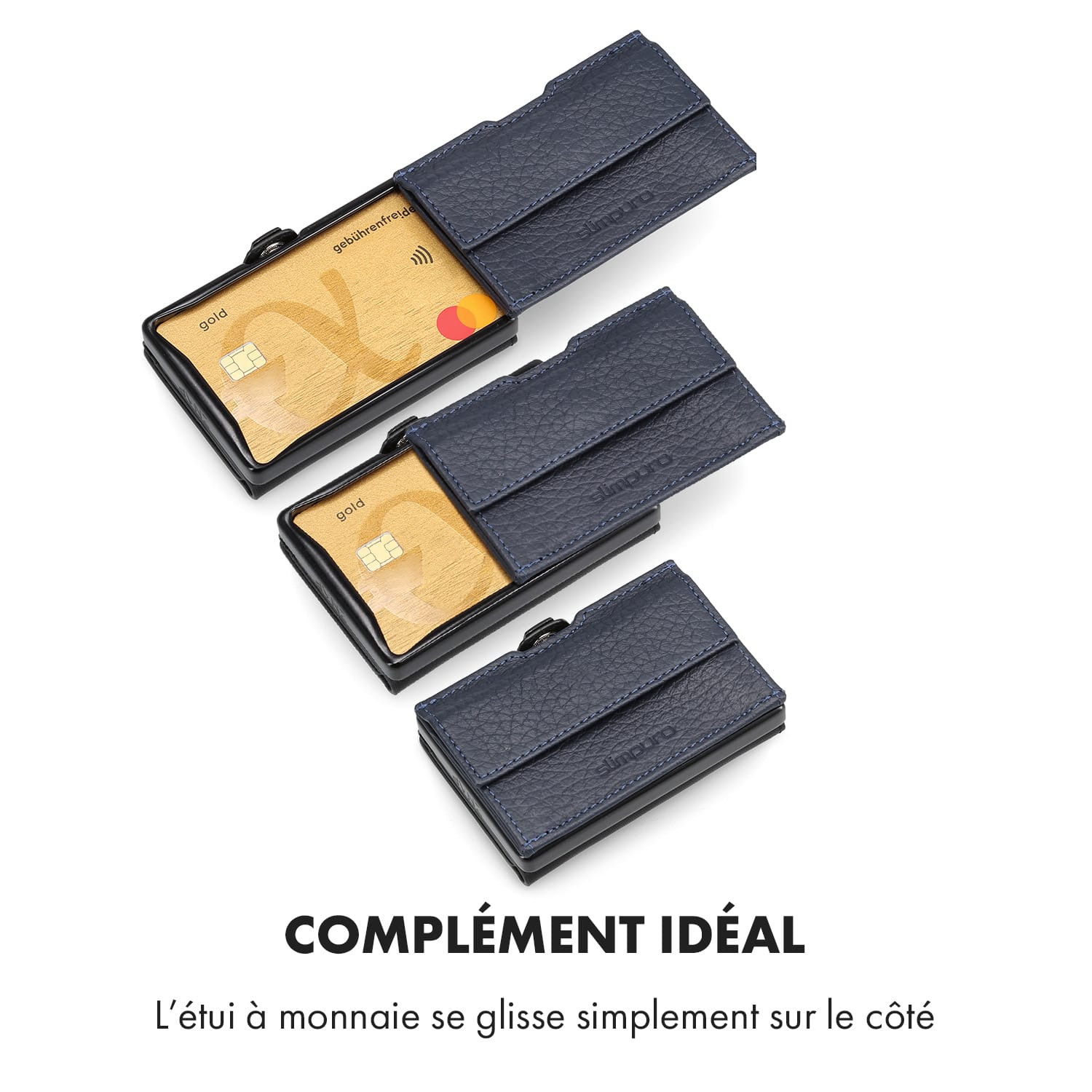 Pochette pour pièces de monnaie avec protection RFID pour les portefeuilles ZNAP Slim 8 et 12 avec bouton poussoir  à grain | Anthracite