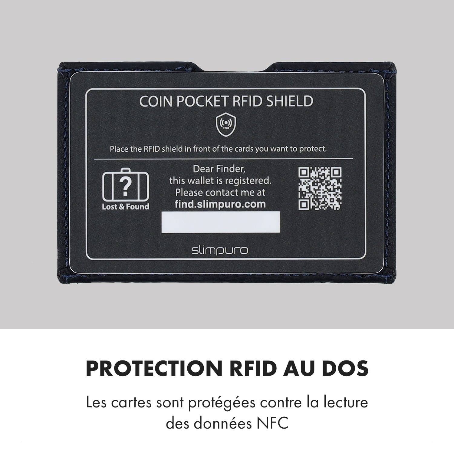 Pochette pour pièces de monnaie avec protection RFID pour les portefeuilles ZNAP Slim 8 et 12 avec bouton poussoir  à grain | Anthracite