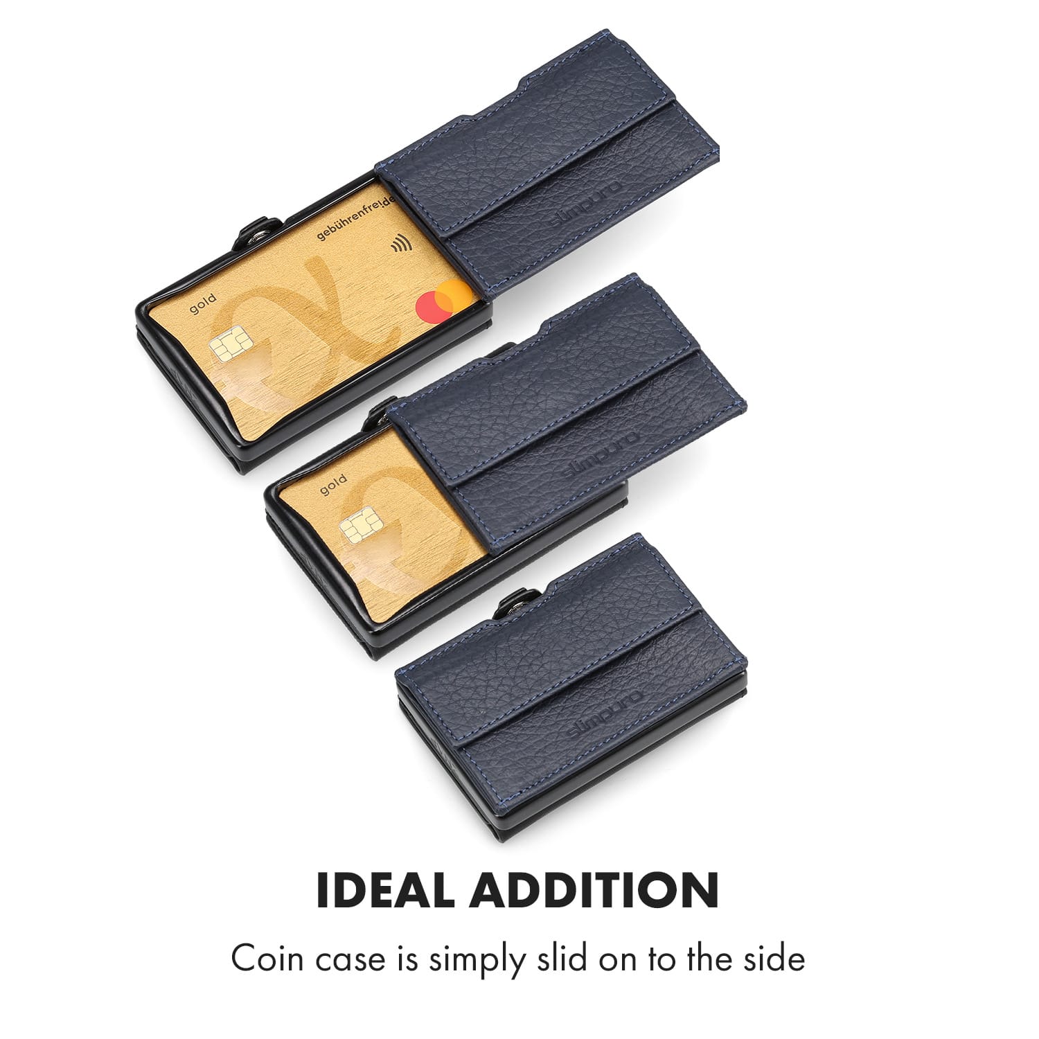 Coin Pocket com cartão de proteção RFID para ZNAP Slim Wallets 8 e 12 e botão de pressão  granenciado | Antracite