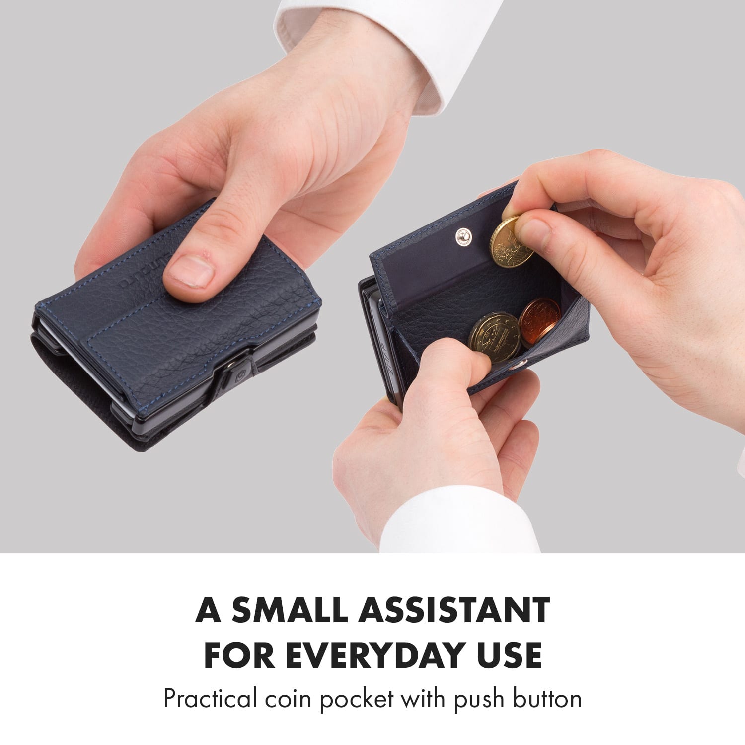 Coin Pocket com cartão de proteção RFID para ZNAP Slim Wallets 8 e 12 e botão de pressão  granenciado | Antracite