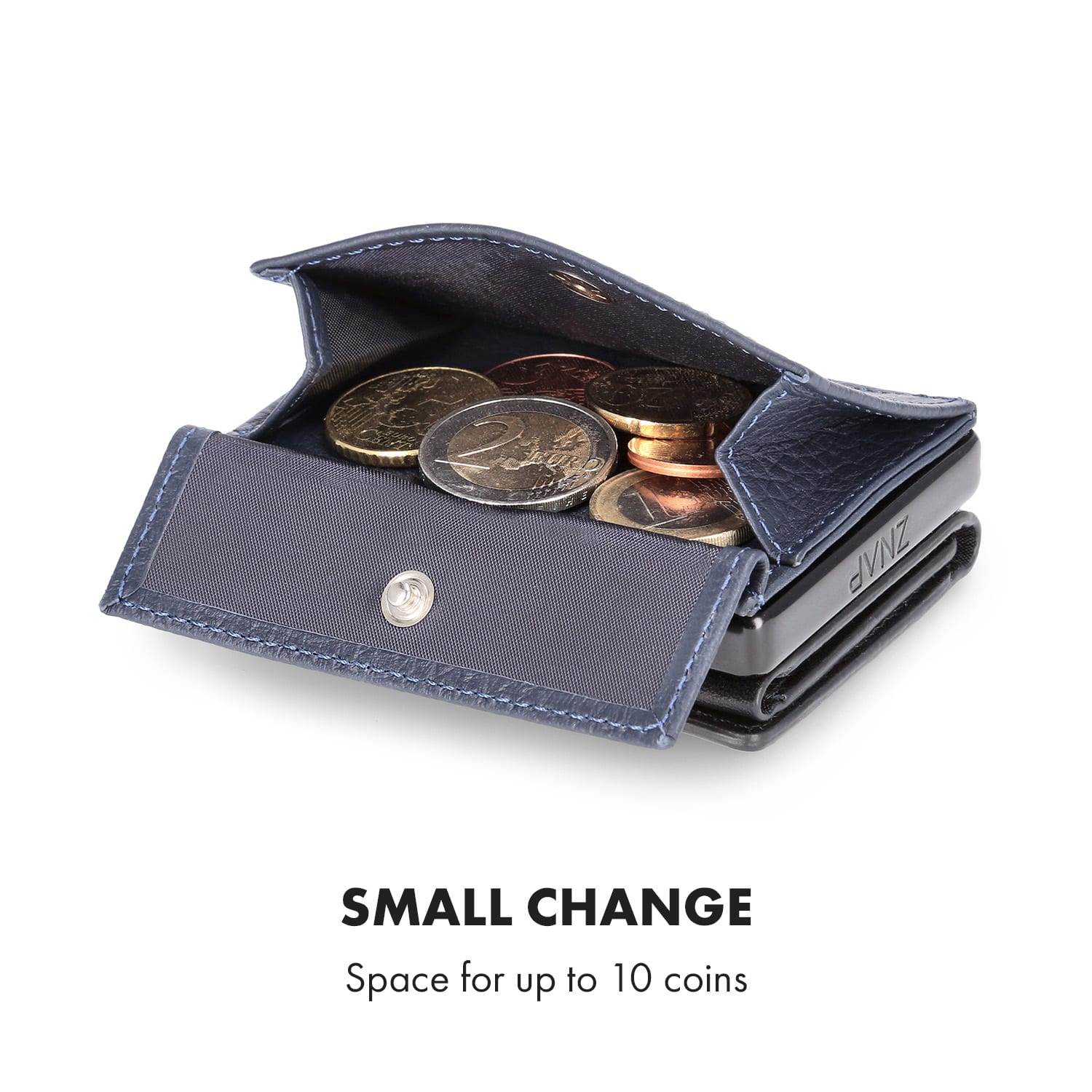Coin Pocket com cartão de proteção RFID para ZNAP Slim Wallets 8 e 12 e botão de pressão  granenciado | Antracite