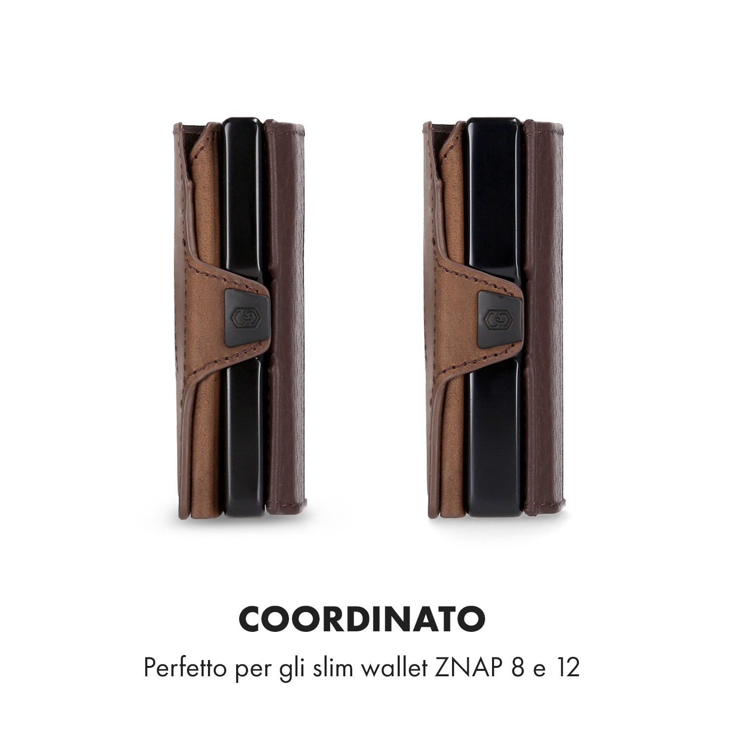 Portamonete con scheda di protezione RFID, ideale per ZNAP Slim Wallet 8 e 12, con bottone automatico  granaio | Terra Marrone