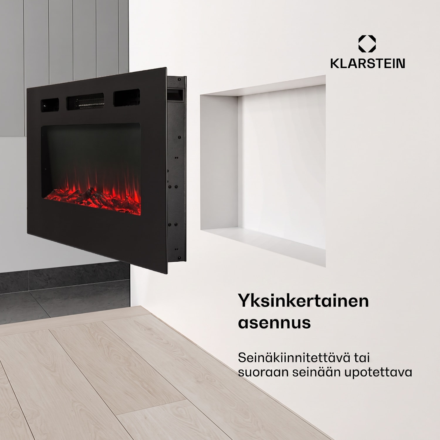 Galeras sähköinen seinä- ja sisäänrakennettava takka 1800 W LED 3 väriä ajastin 102x47x12cm | Ei | Musta
