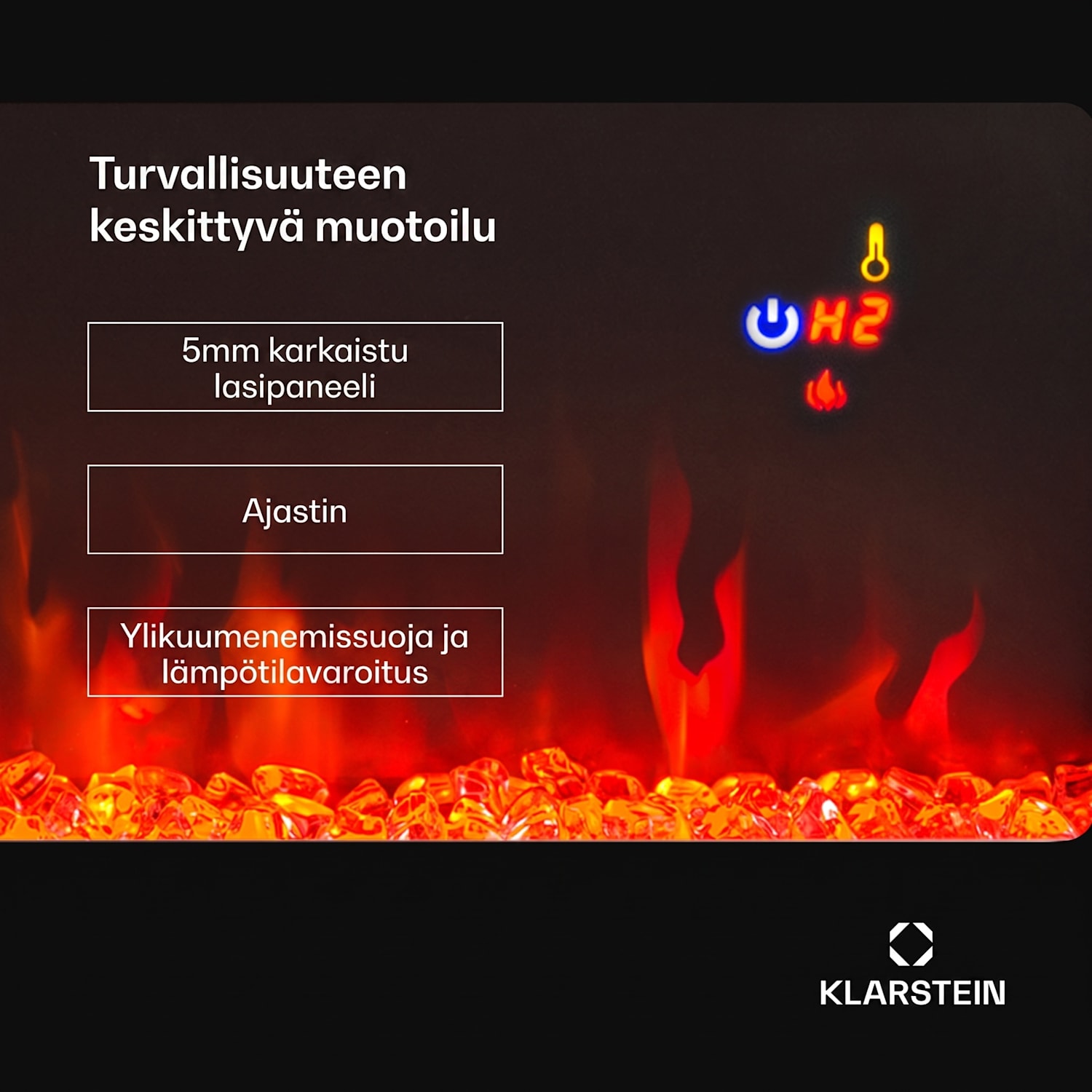 Galeras sähköinen seinä- ja sisäänrakennettava takka 1800 W LED 3 väriä ajastin 102x47x12cm | Ei | Musta