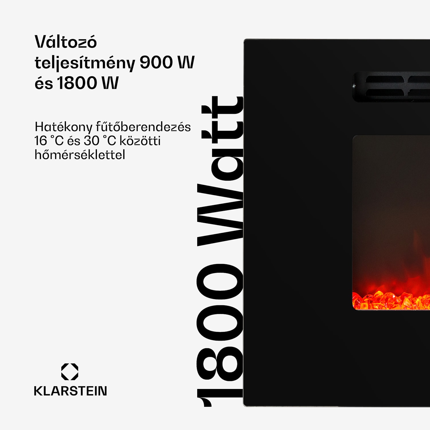 Galeras, elektromos fali és beépített kandalló, 1800 W, LED, 3 szín, időzítő 102x47x12 cm | Nem | Fekete