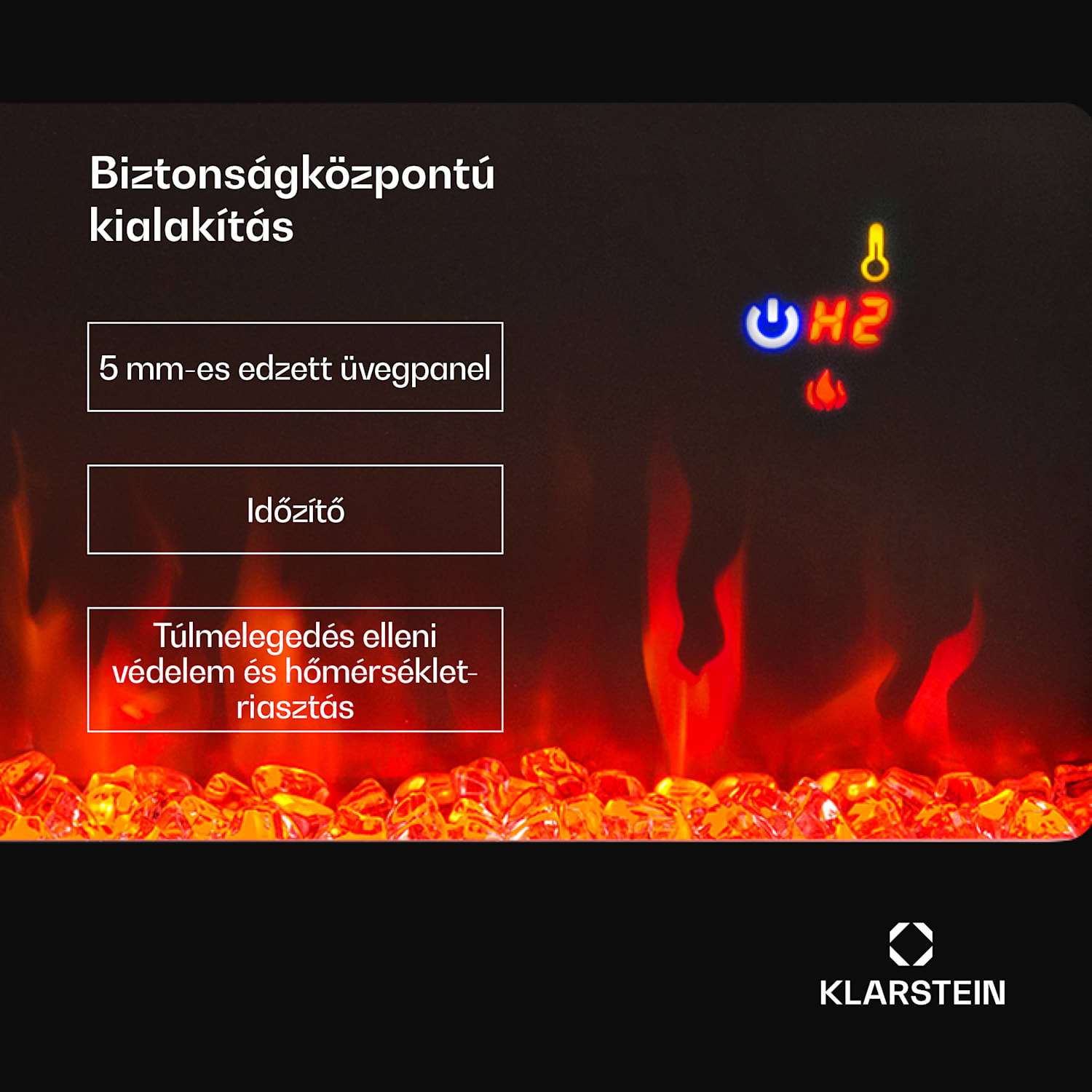 Galeras, elektromos fali és beépített kandalló, 1800 W, LED, 3 szín, időzítő 102x47x12 cm | Nem | Fekete