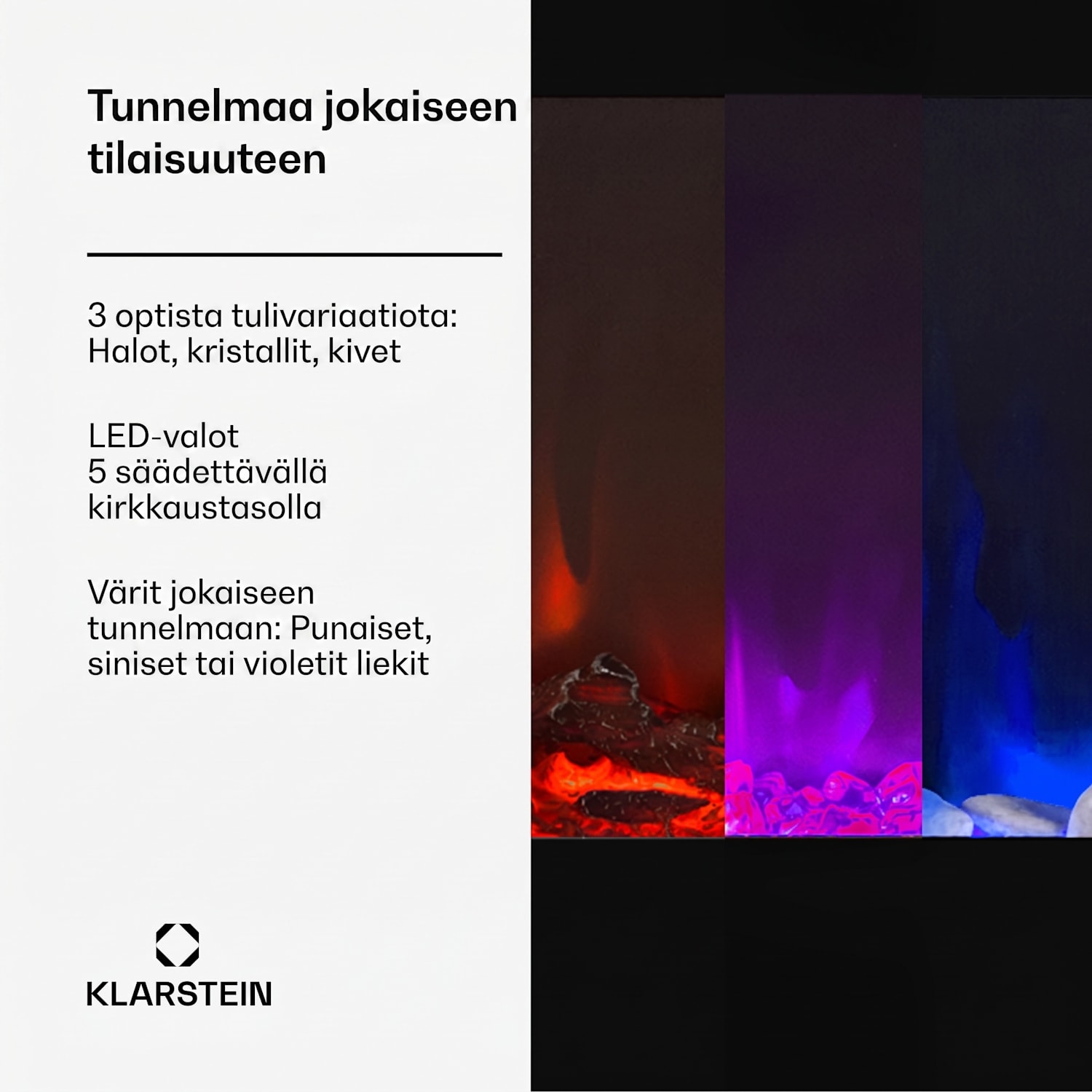 Galeras sähköinen seinä- ja sisäänrakennettava takka 1800 W LED 3 väriä ajastin 102x47x12cm | Ei | Valkoinen