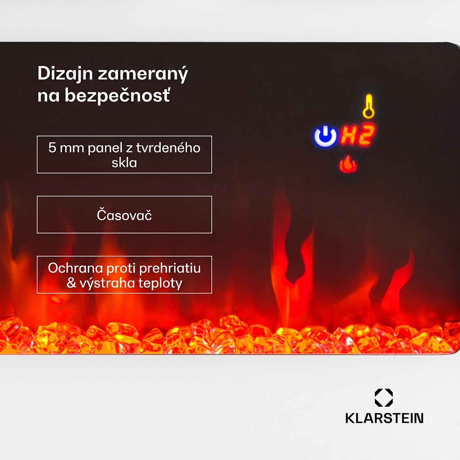 Galeras, elektrický nástenný a vstavaný krb, 1800 W, LED, 3 farby, časovač Rozmery 102 x 47 x 12 cm | Nie | Biela