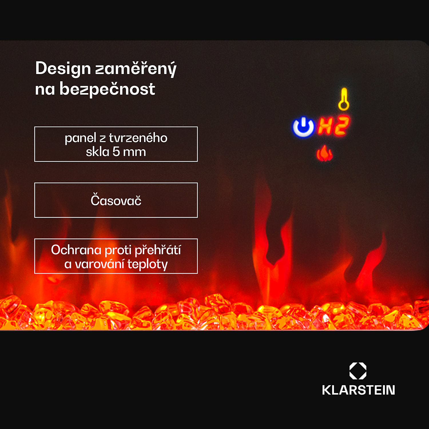 Galeras, elektrický krb, nástěnný a vestavný, 1800 W, LED, 3 barvy, časovač Rozměry 127 x 47 x 12 cm | Ne | Černá