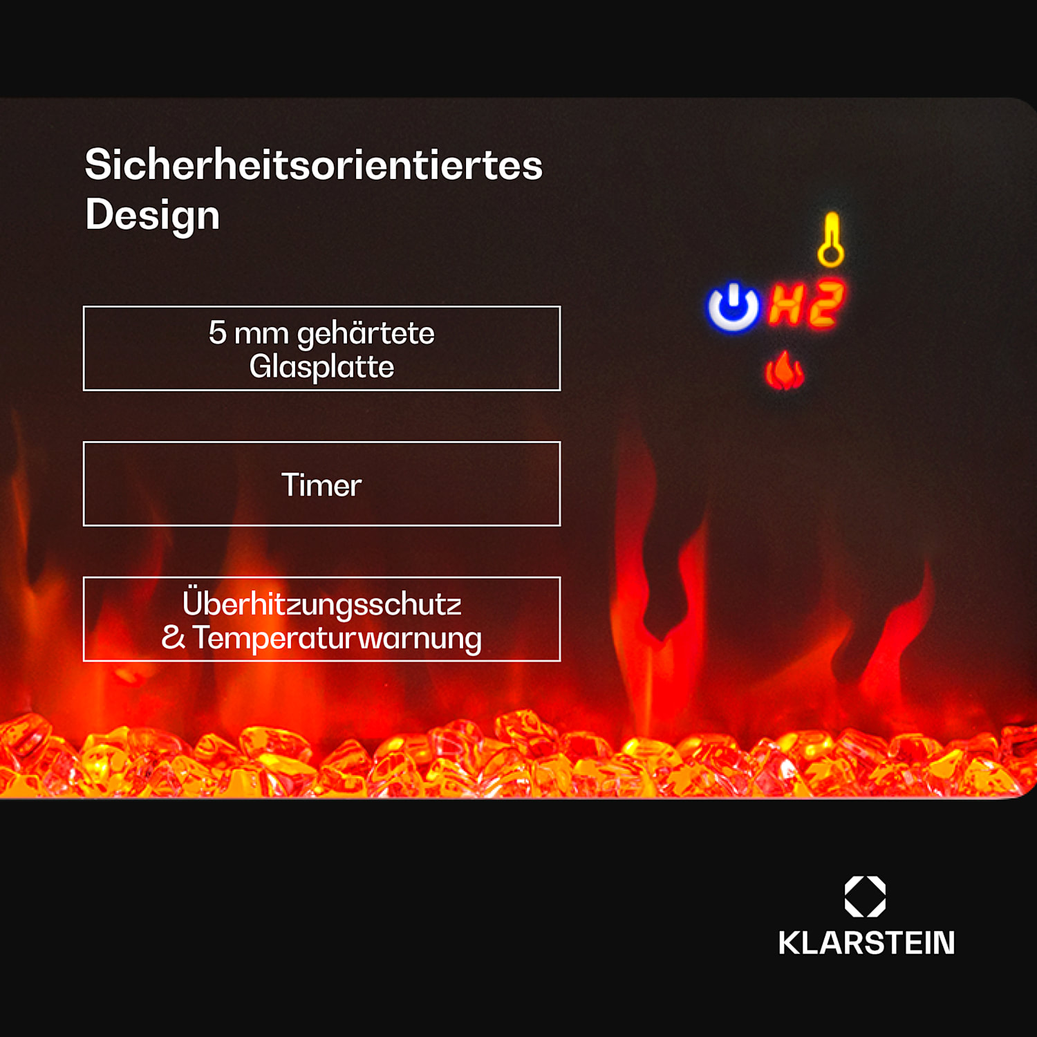 Galeras Elektrischer Wand- und Einbaukamin 1800 W LED 3 Farben Timer 127x47x12cm | Nein | Schwarz