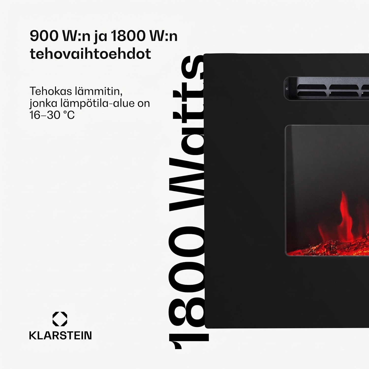 Galeras sähköinen seinä- ja sisäänrakennettava takka 1800 W LED 3 väriä ajastin 127x47x12cm | Ei | Musta