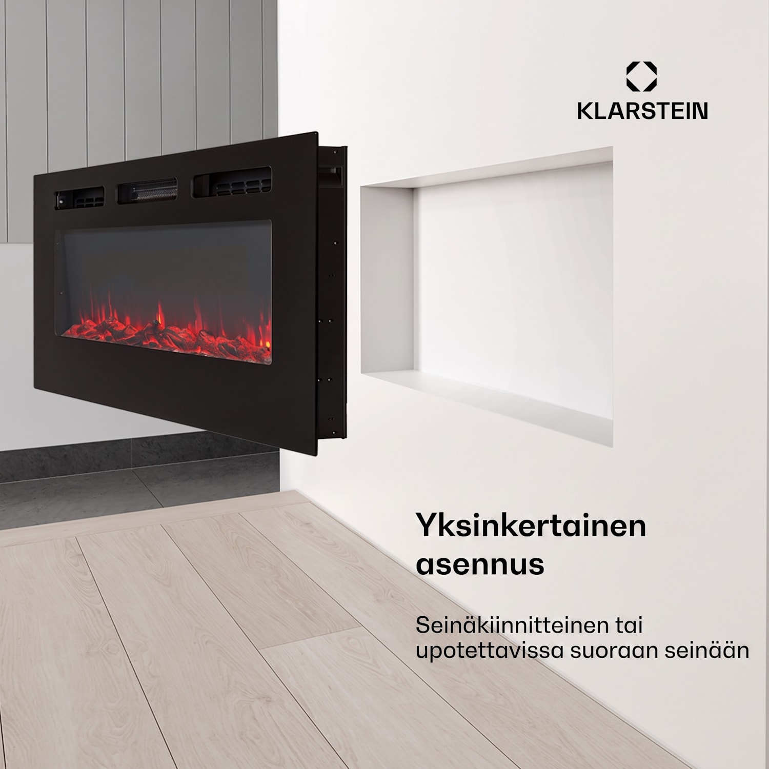Galeras sähköinen seinä- ja sisäänrakennettava takka 1800 W LED 3 väriä ajastin 127x47x12cm | Ei | Musta