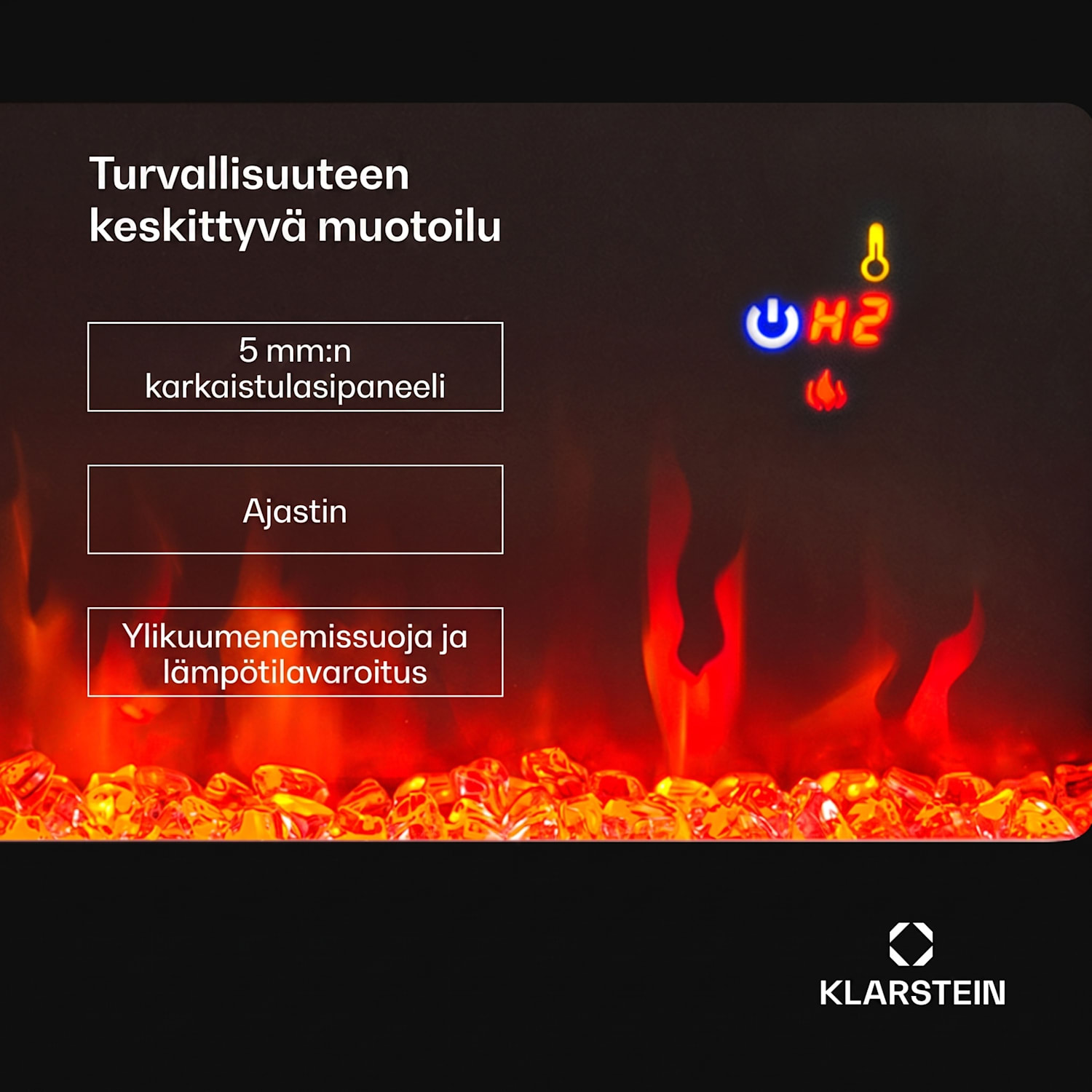 Galeras sähköinen seinä- ja sisäänrakennettava takka 1800 W LED 3 väriä ajastin 127x47x12cm | Ei | Musta