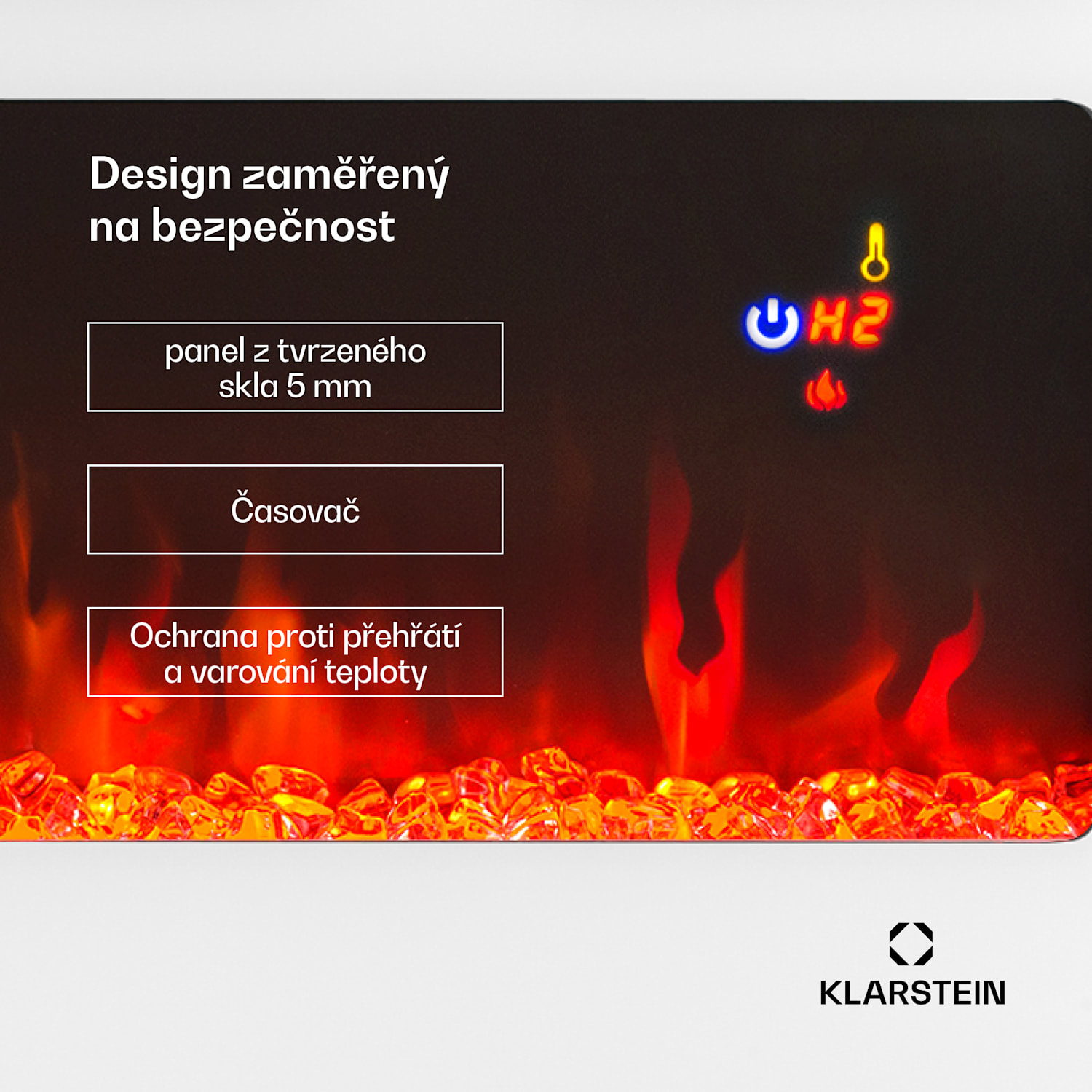 Galeras, elektrický krb, nástěnný a vestavný, 1800 W, LED, 3 barvy, časovač 