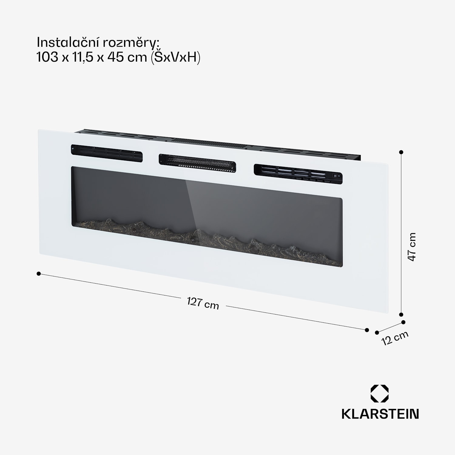 Galeras, elektrický krb, nástěnný a vestavný, 1800 W, LED, 3 barvy, časovač 