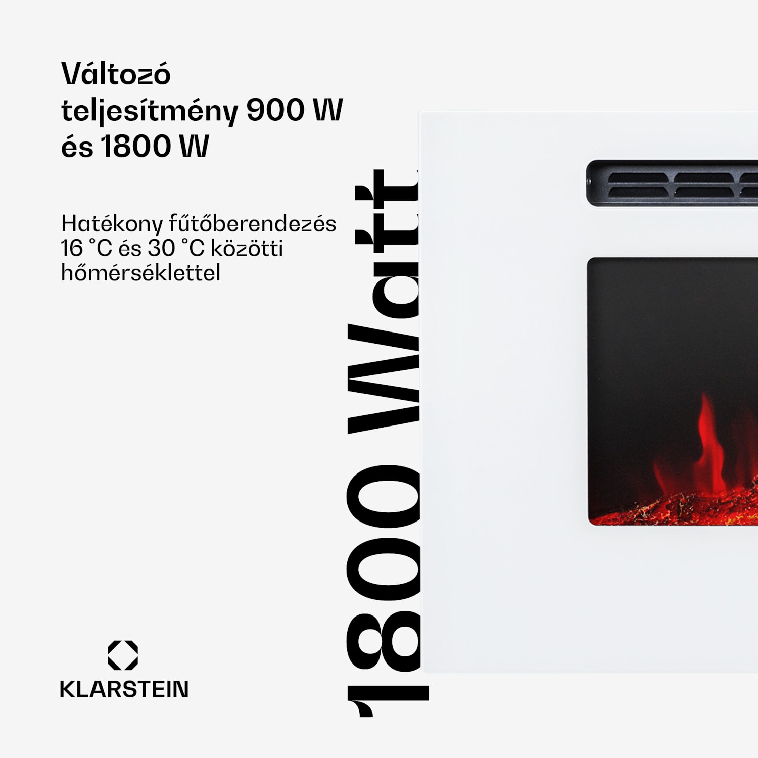 Galeras, elektromos fali és beépített kandalló, 1800 W, LED, 3 szín, időzítő 127x47x12 cm | Nem | Fehér