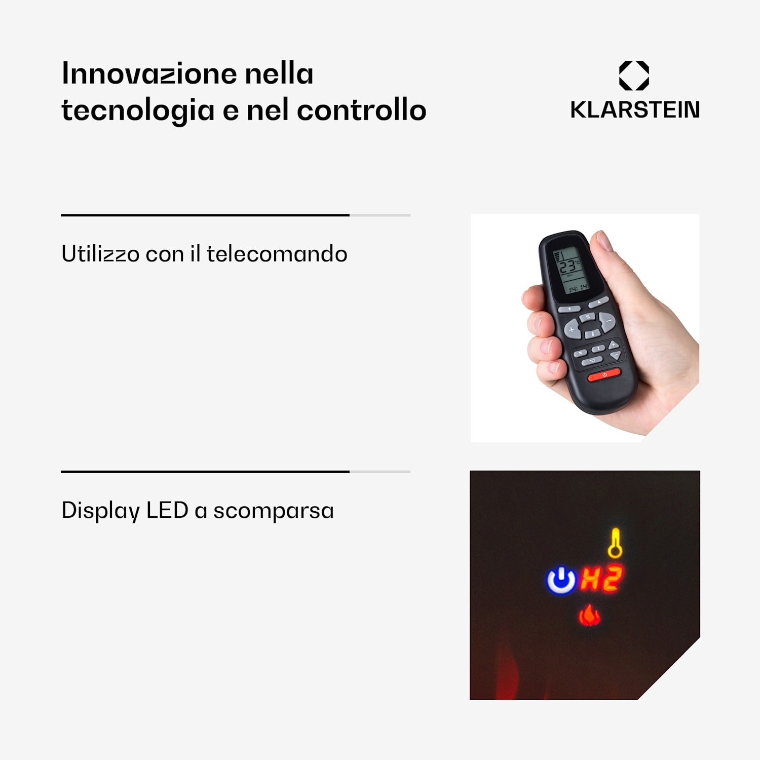 Galeras - Camino elettrico da parete e da incasso, 1800 W, LED, 3 colori, timer 