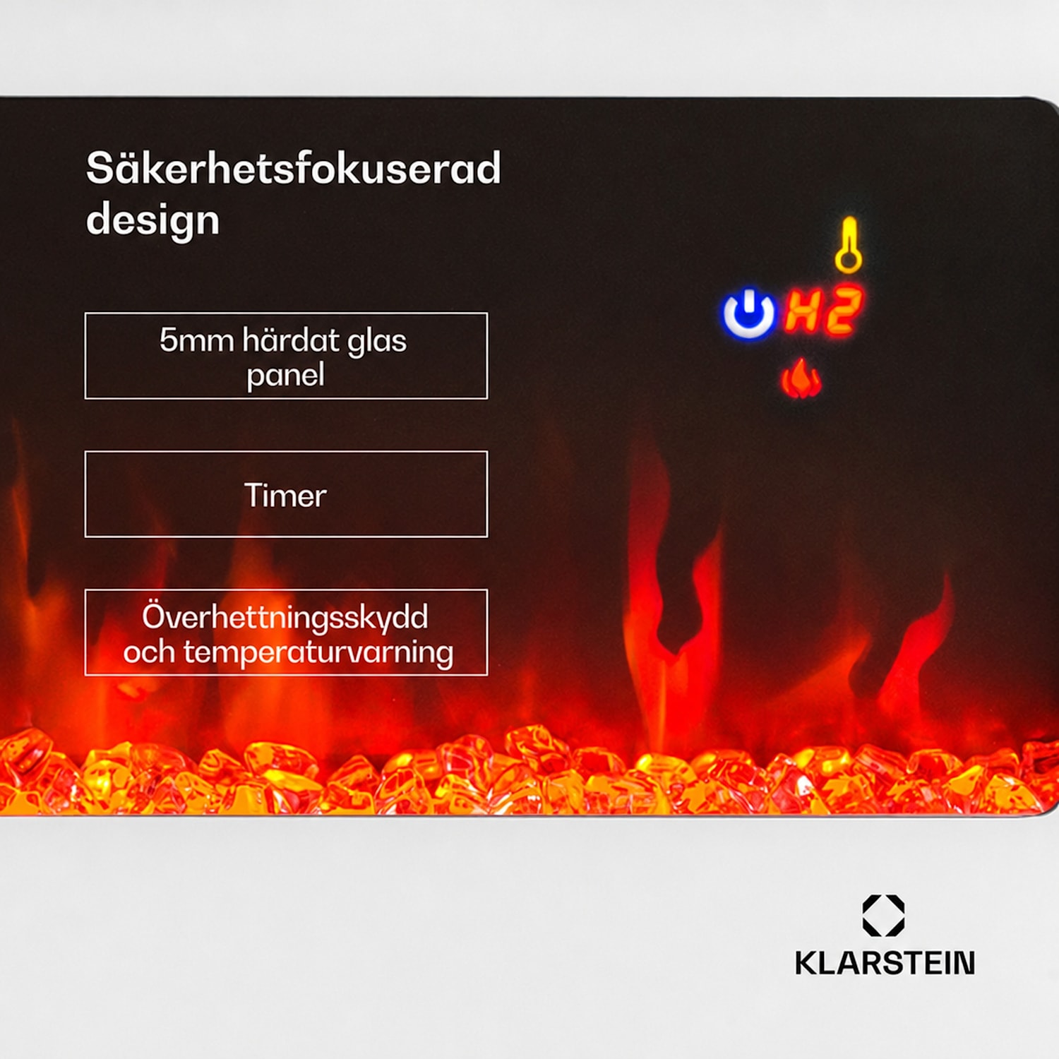 Galeras elektrisk vägg- och inbyggnadskamin 1 800 W LED 3 färger timer 127x47x12cm | Nej | Vit