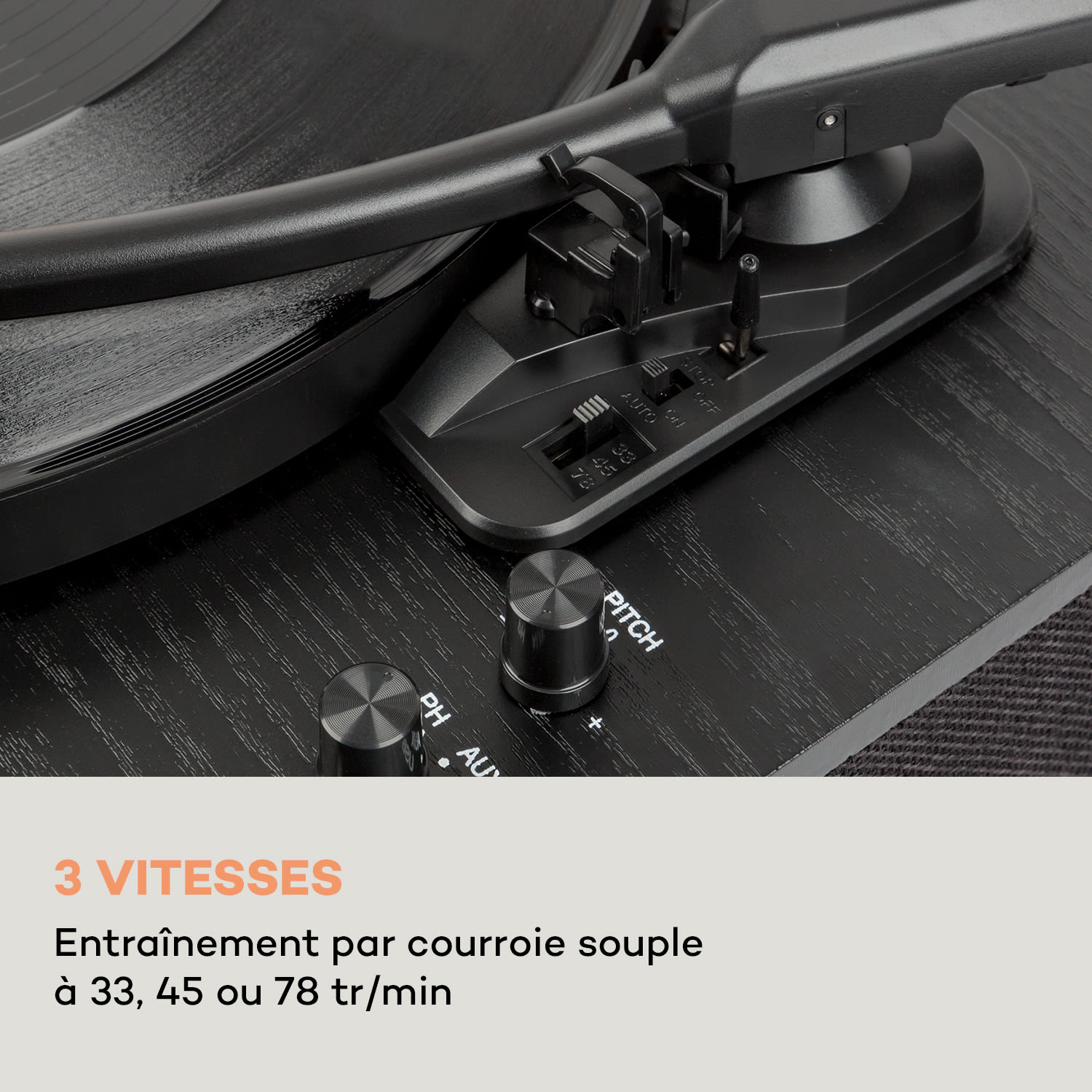 Platine vinyle TT-Classic Plus Protection contre la poussière Fonction d'enregistrement Bluetooth 33/45/78 tr/min Bois Noir