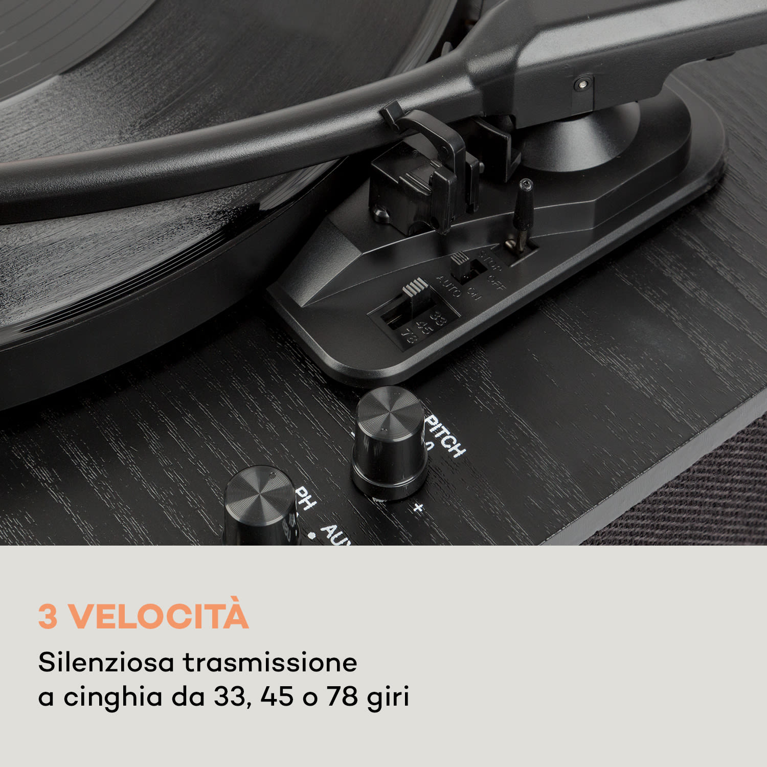 Giradischi TT-Classic Plus Copertura antipolvere Bluetooth Funzione di registrazione 33/45/78 giri/min Legno nero