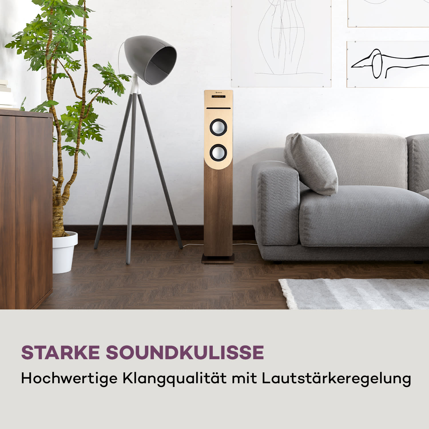 Berklee Turmlautsprecher 2 x 10 W RMS FM-Radio CD-Player Bluetootht USB- und SD/MMC-Port 