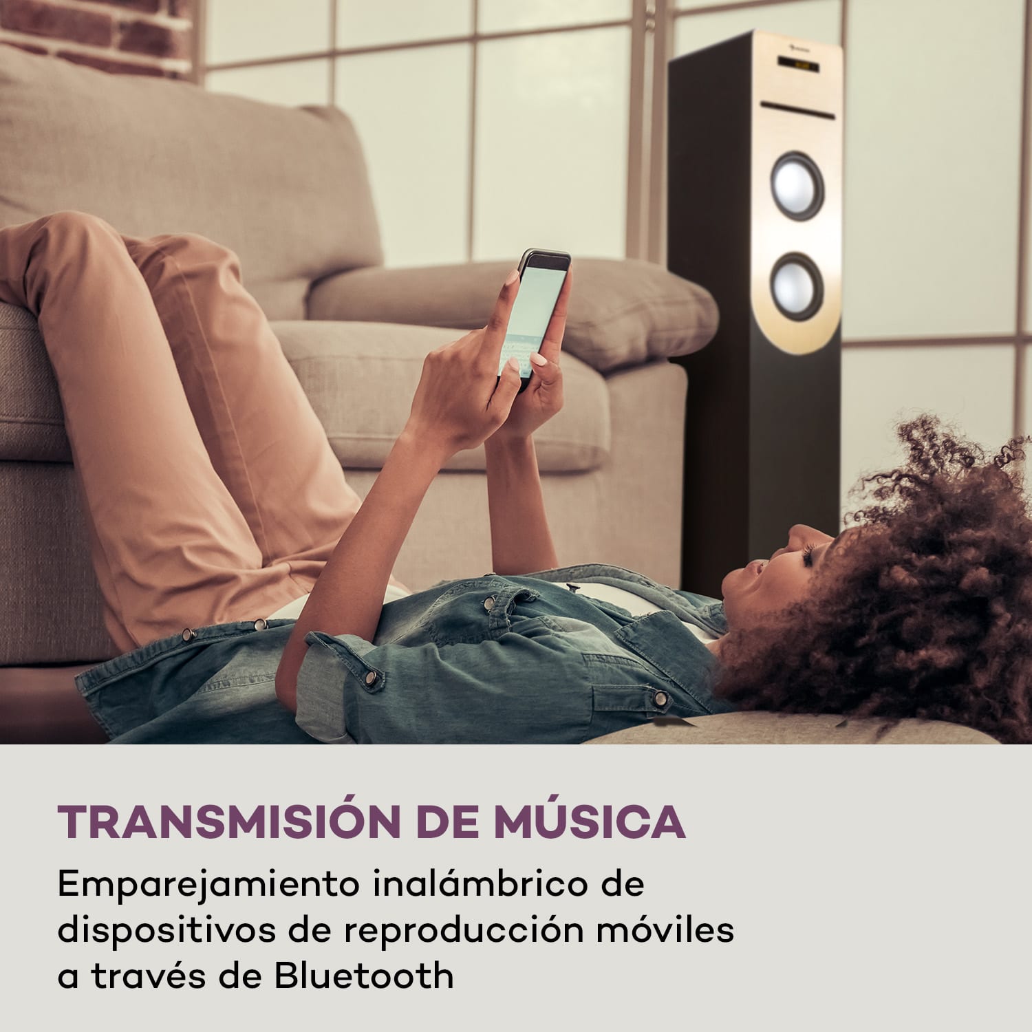 Berklee Altavoz de torre 2 x 10 W RMS Radio FM Reproductor de CD Bluetootht Puerto USB Ranura SD/MMC Negro