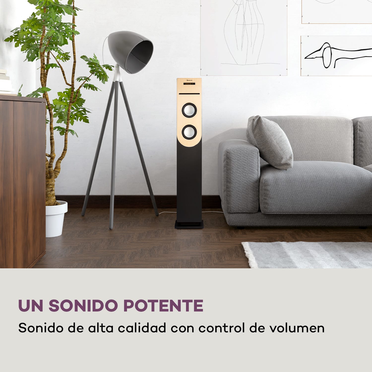 Berklee Altavoz de torre 2 x 10 W RMS Radio FM Reproductor de CD Bluetootht Puerto USB Ranura SD/MMC Negro