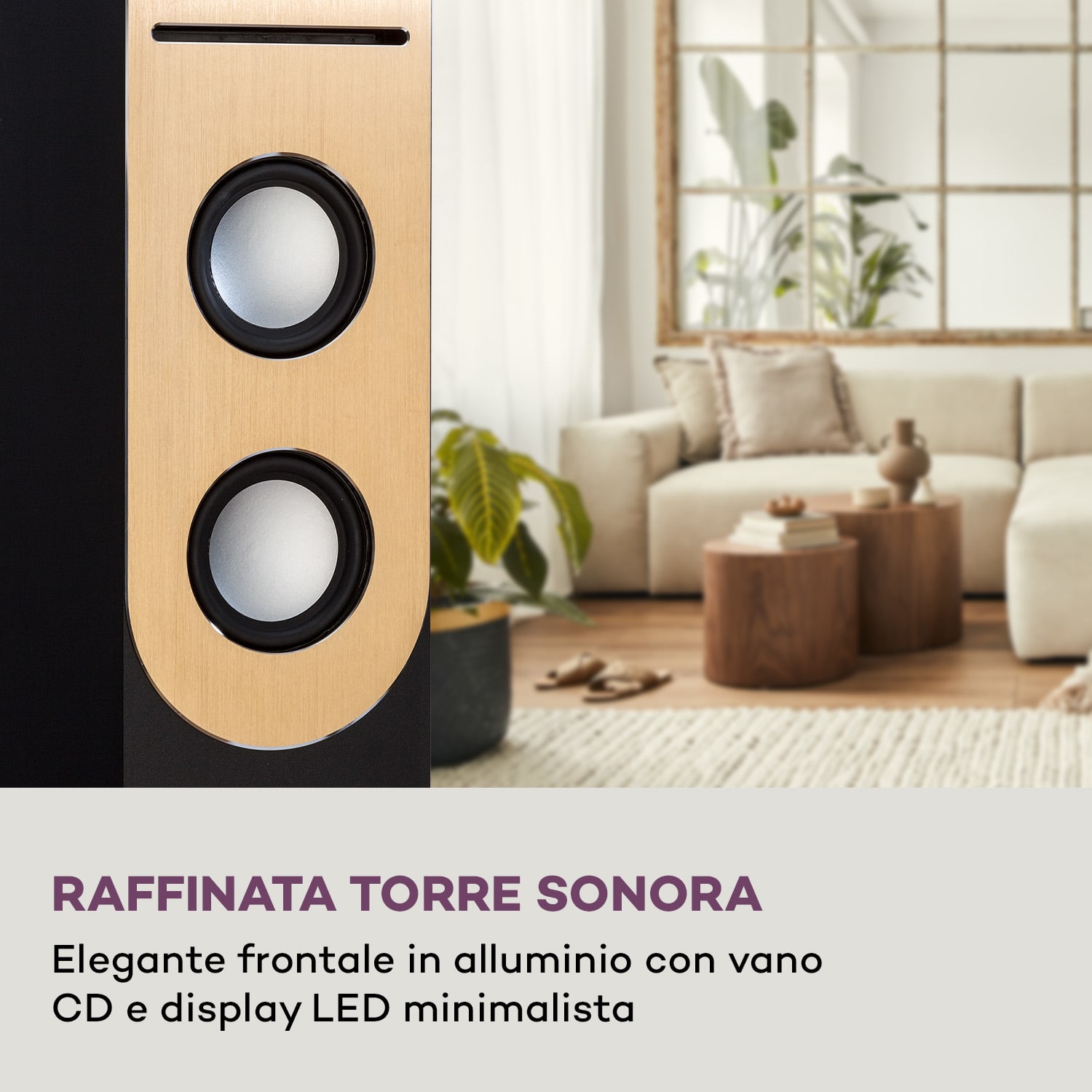 Berklee - Altoparlante a torre, 2 x 10 W RMS, radio FM, lettore CD, Bluetooth, porte USB e SD/MMC Preto
