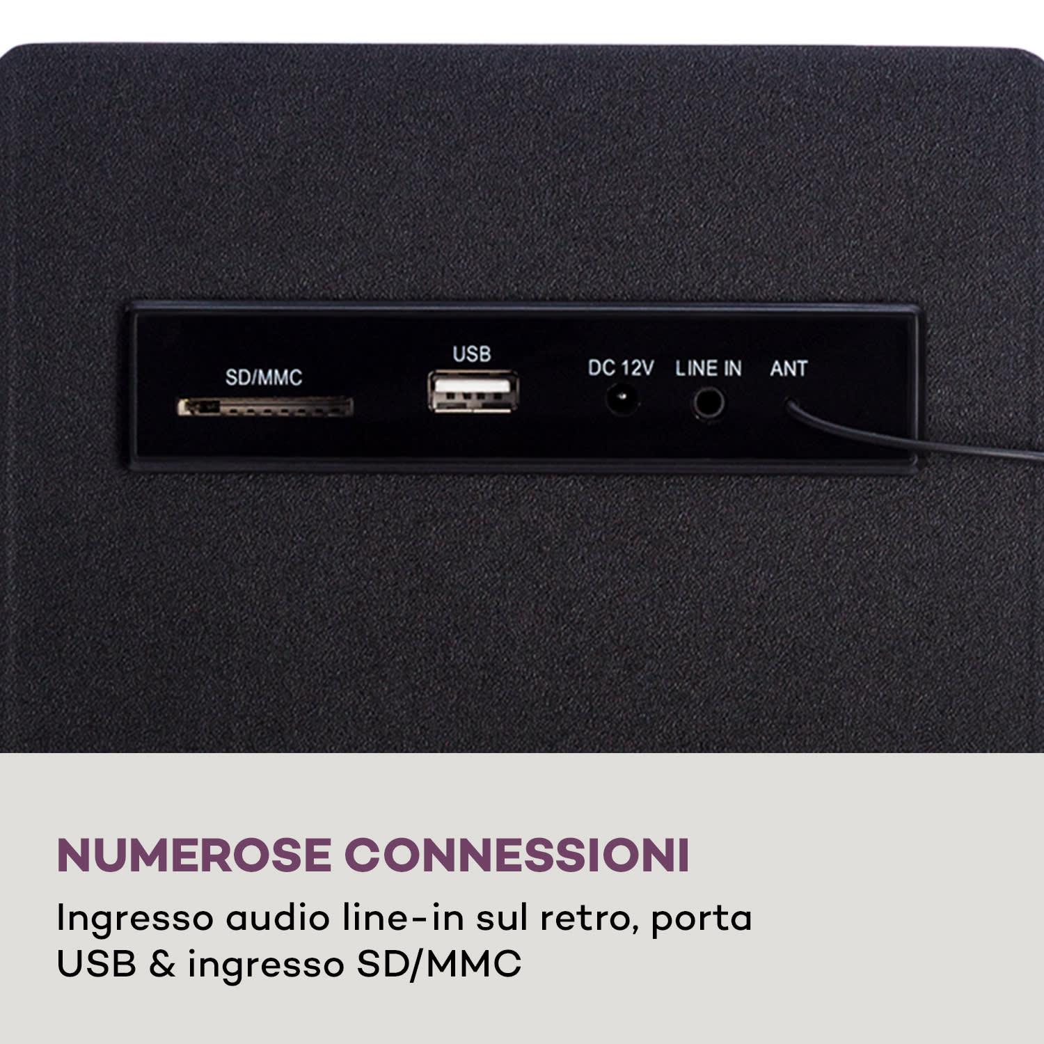 Berklee - Altoparlante a torre, 2 x 10 W RMS, radio FM, lettore CD, Bluetooth, porte USB e SD/MMC Preto