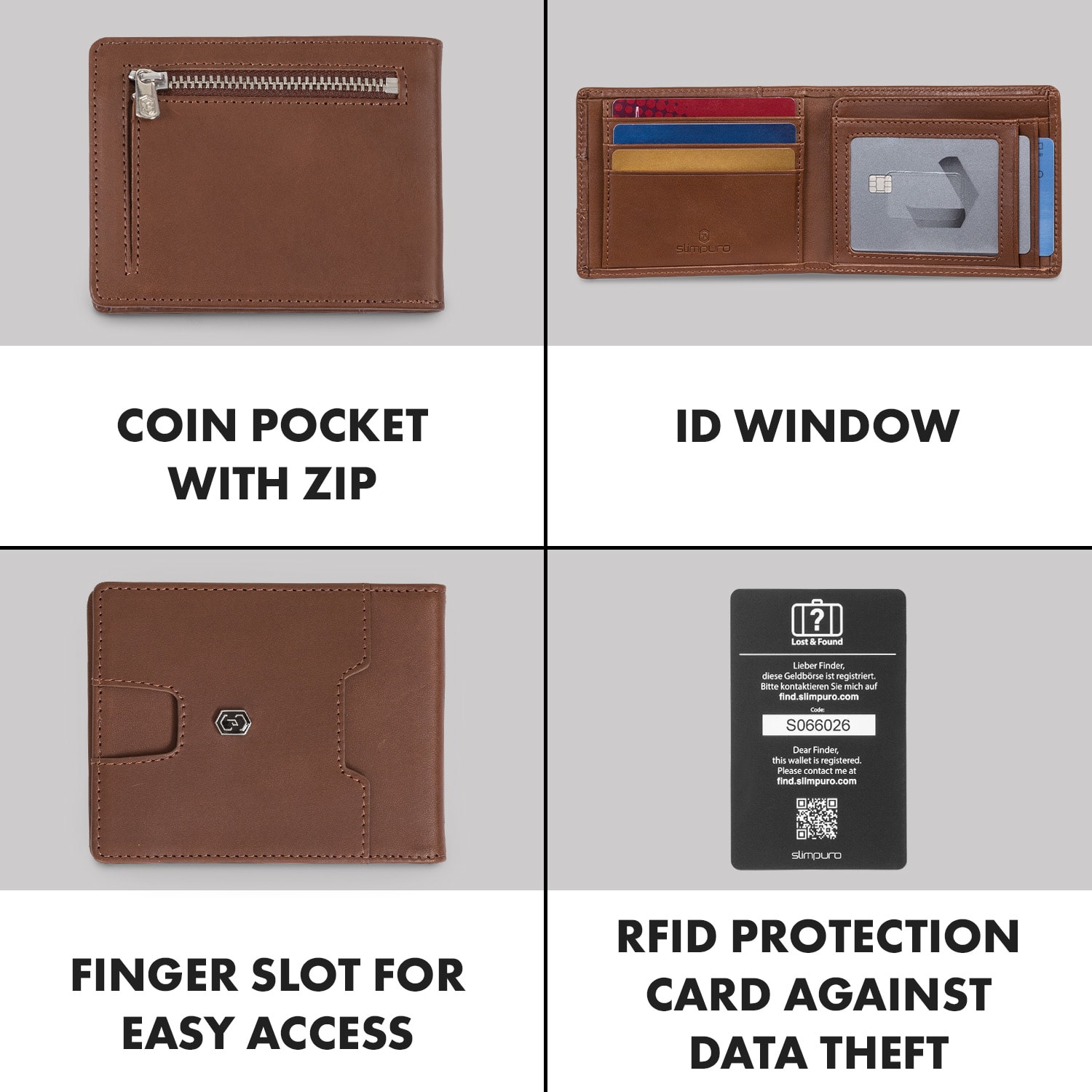 FLAPP Slim Wallet, 6 kariet, vrecko na mince, 11,8 x 1,8 x 9 cm (Š x V x H), ochrana RFID Zemitá hnedá