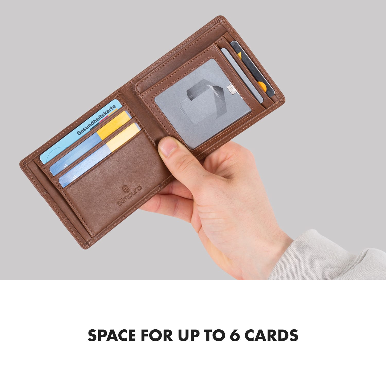 FLAPP Slim Wallet, 6 kariet, vrecko na mince, 11,8 x 1,8 x 9 cm (Š x V x H), ochrana RFID Zemitá hnedá