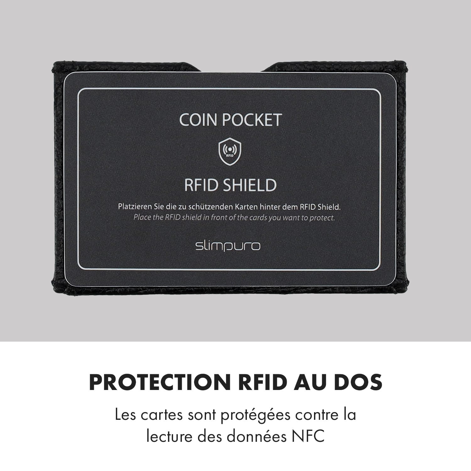 Pochette pour pièces de monnaie avec protection RFID pour les portefeuilles ZNAP Slim 8 et 12 Wallets avec bouton poussoir  Saffiano | Noir