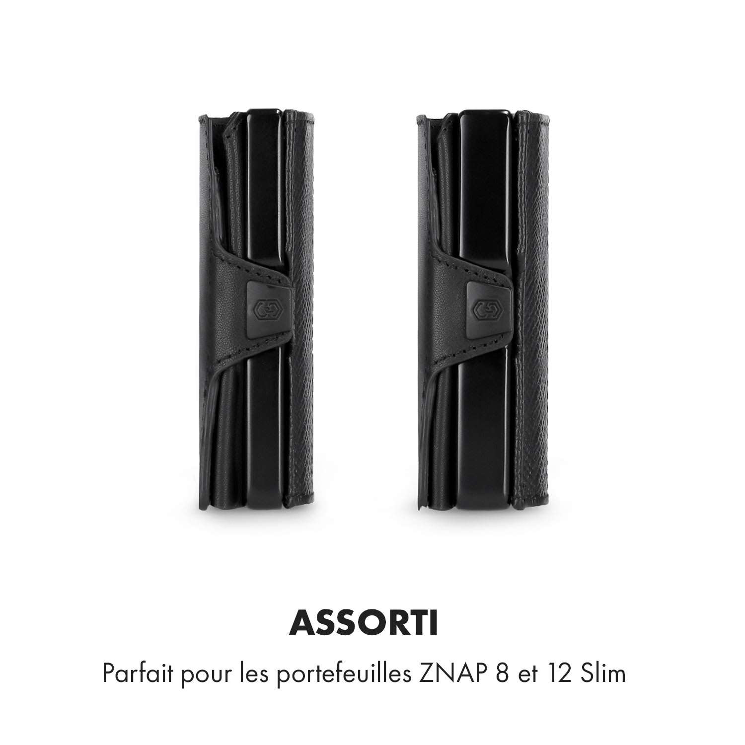 Pochette pour pièces de monnaie avec protection RFID pour les portefeuilles ZNAP Slim 8 et 12 Wallets avec bouton poussoir  Saffiano | Noir
