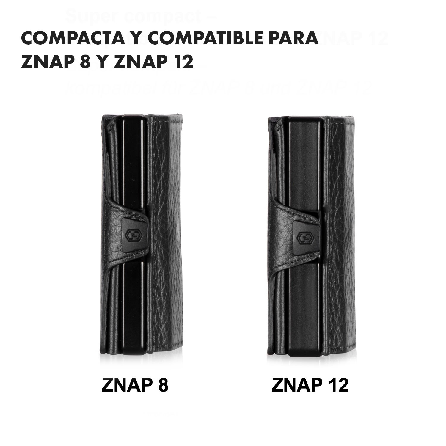 Coin Pocket con tarjeta de protección RFID para ZNAP Slim Wallets 8 y 12 con botón de presión  grano | Negro