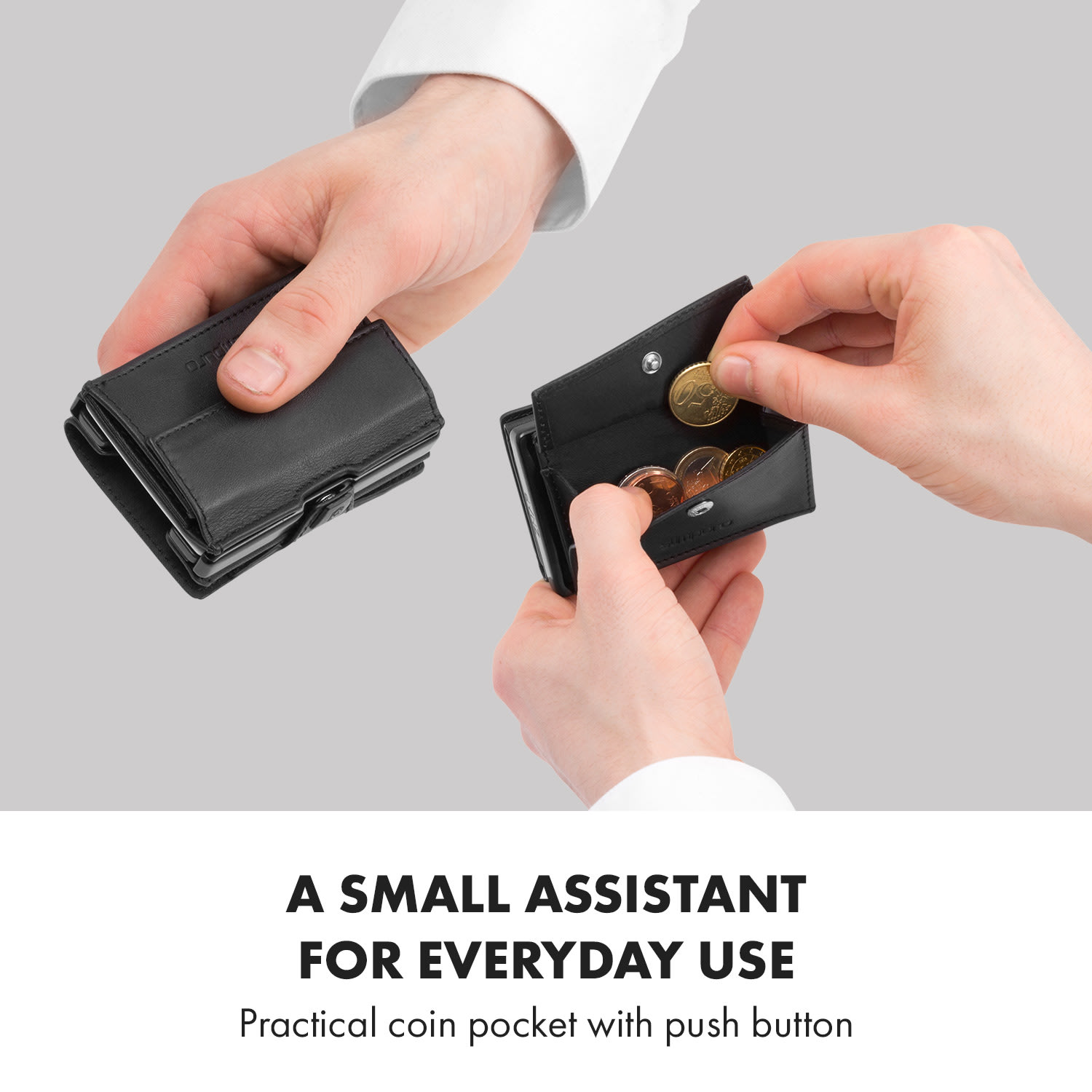 Джобове за монети с RFID защита за ZNAP Slim Wallets 8 и 12, прекъсващо копче  гладка | Черно