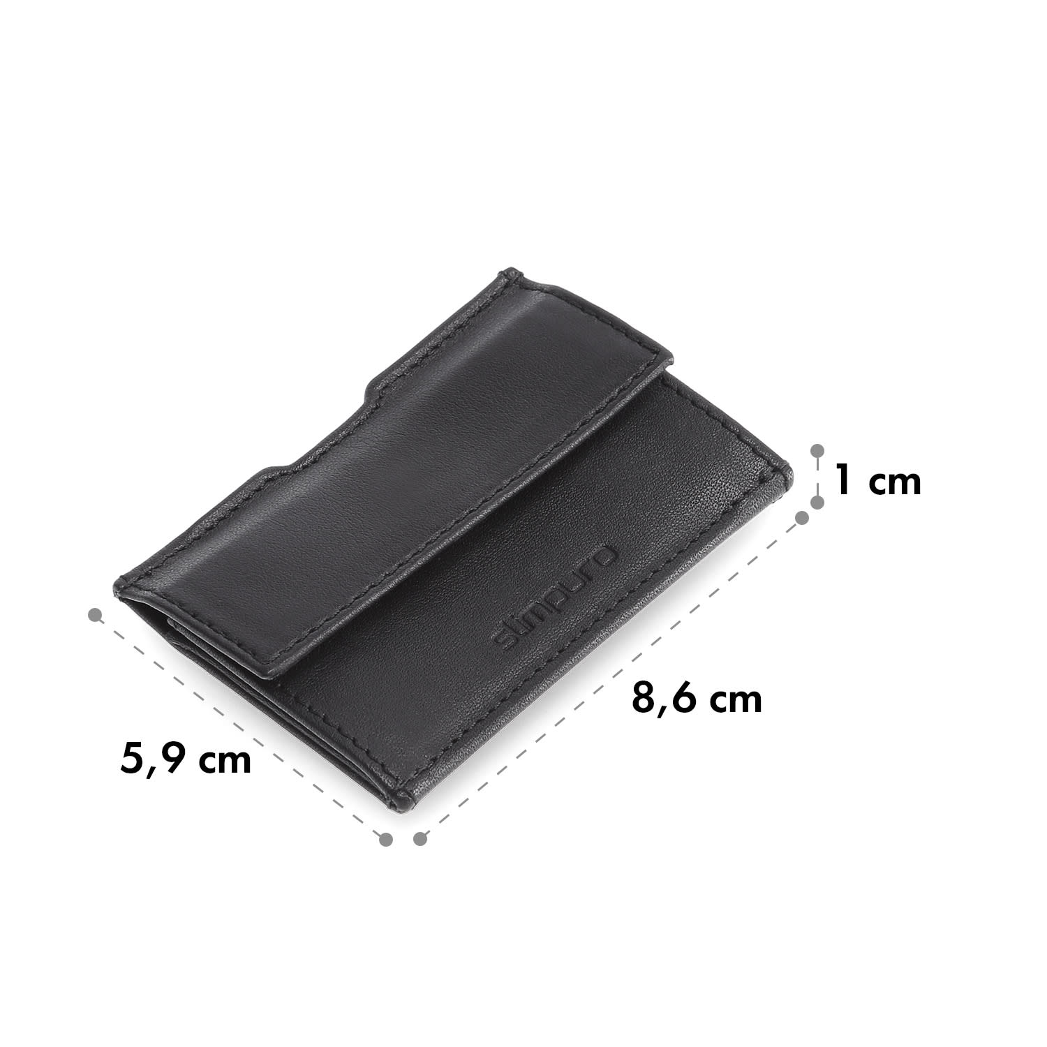 Coin Pocket with RFID Protection Card for ZNAP Slim Wallets 8 and 12 Push Button  smooth | Black