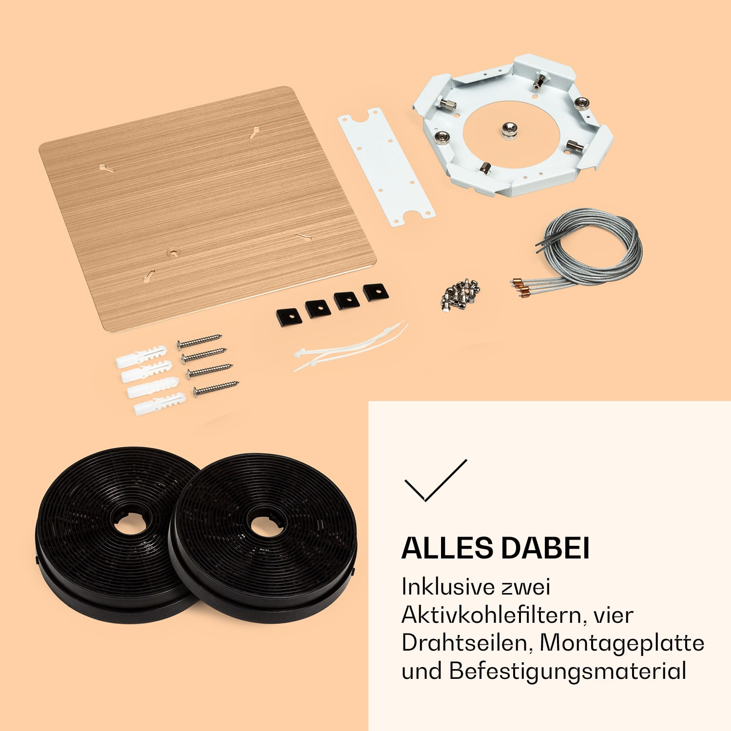 Futurelight Smart hotte d'îlot à recyclage d'air 420 m³/h LED acier inoxydable 