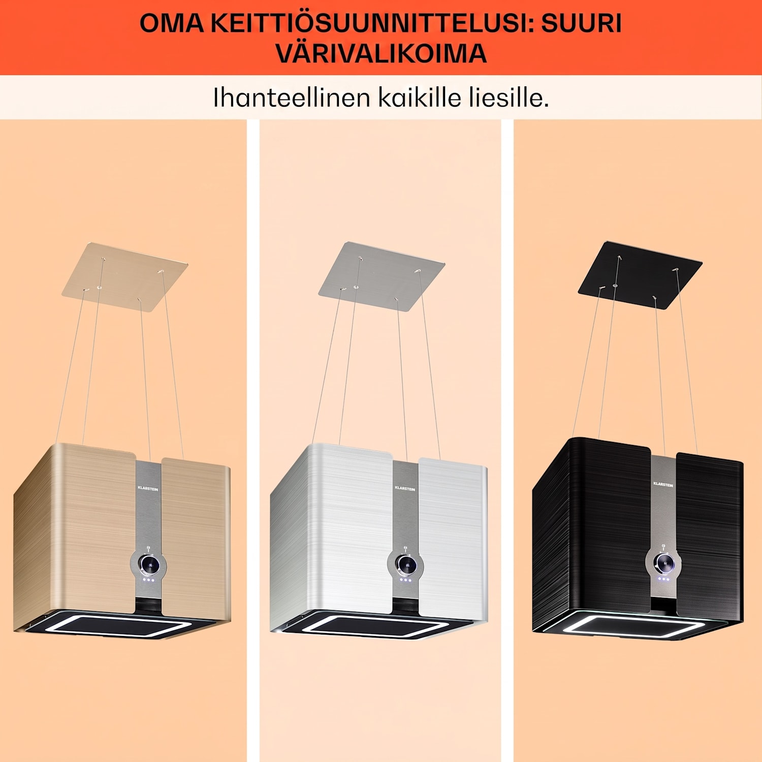 Futurelight Smart saarekeliesituuletin kiertoilma 413 m³/h LED ruostumaton teräs Antiikki Kulta Metallinen