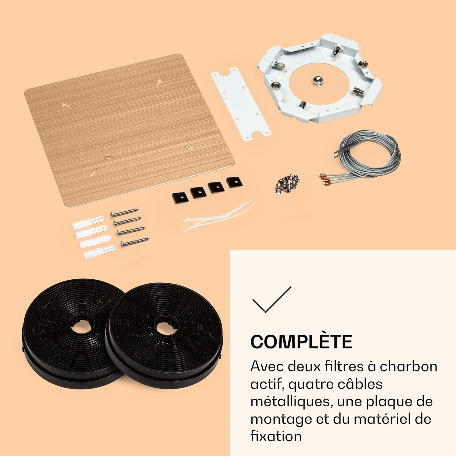 Futurelight Smart eilandafzuigkap recirculatie 420m³/h led roestvrij staal Antiek Gold Metallic