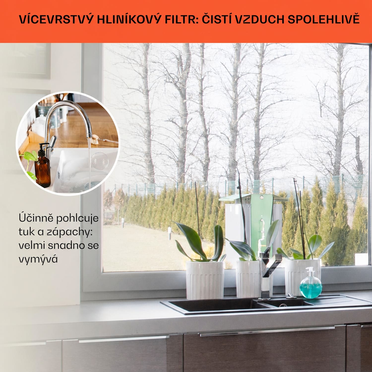 Futurelight Smart, digestoř, 45 cm, ostrůvková, 413 m³/h, LED, nerezová ocel, černá Černá