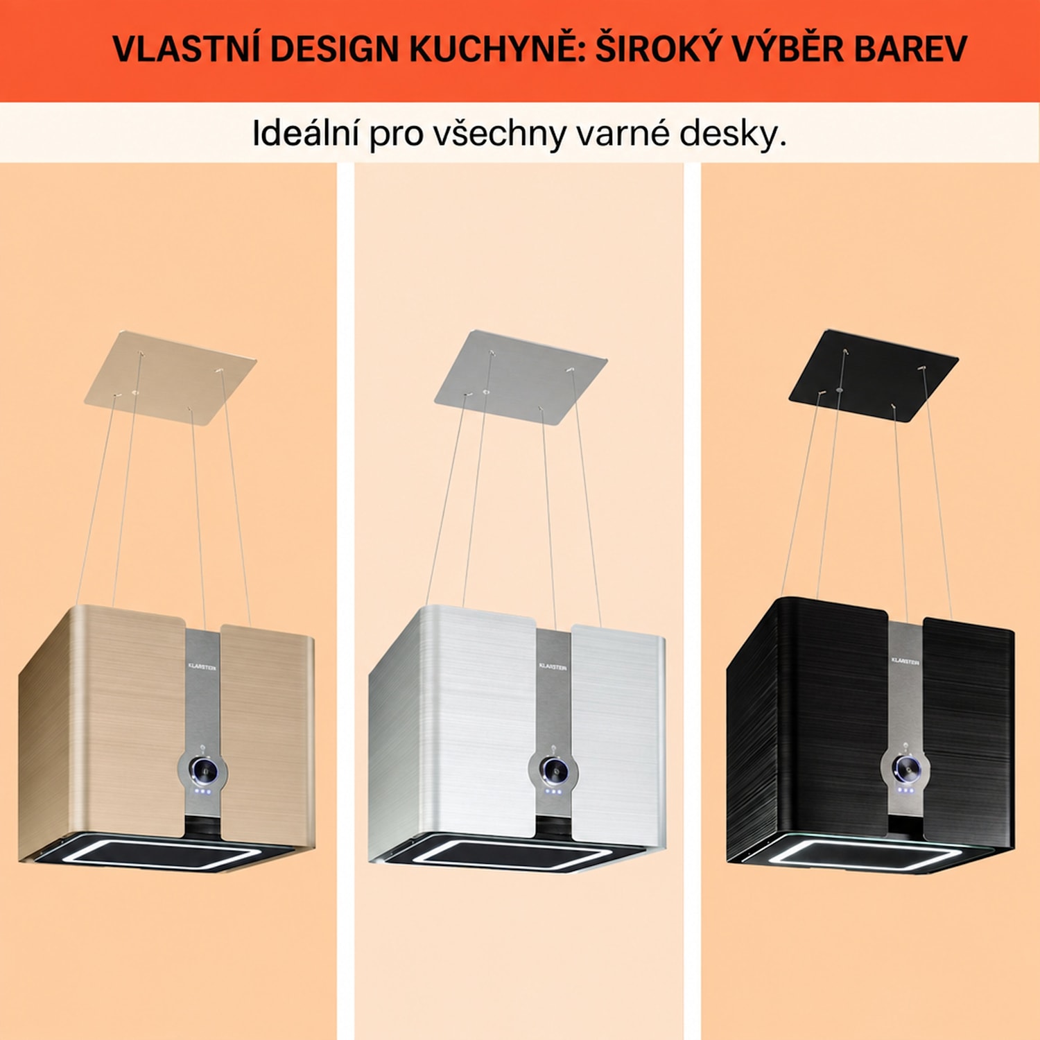 Futurelight Smart, digestoř, 45 cm, ostrůvková, 413 m³/h, LED, nerezová ocel, černá Černá