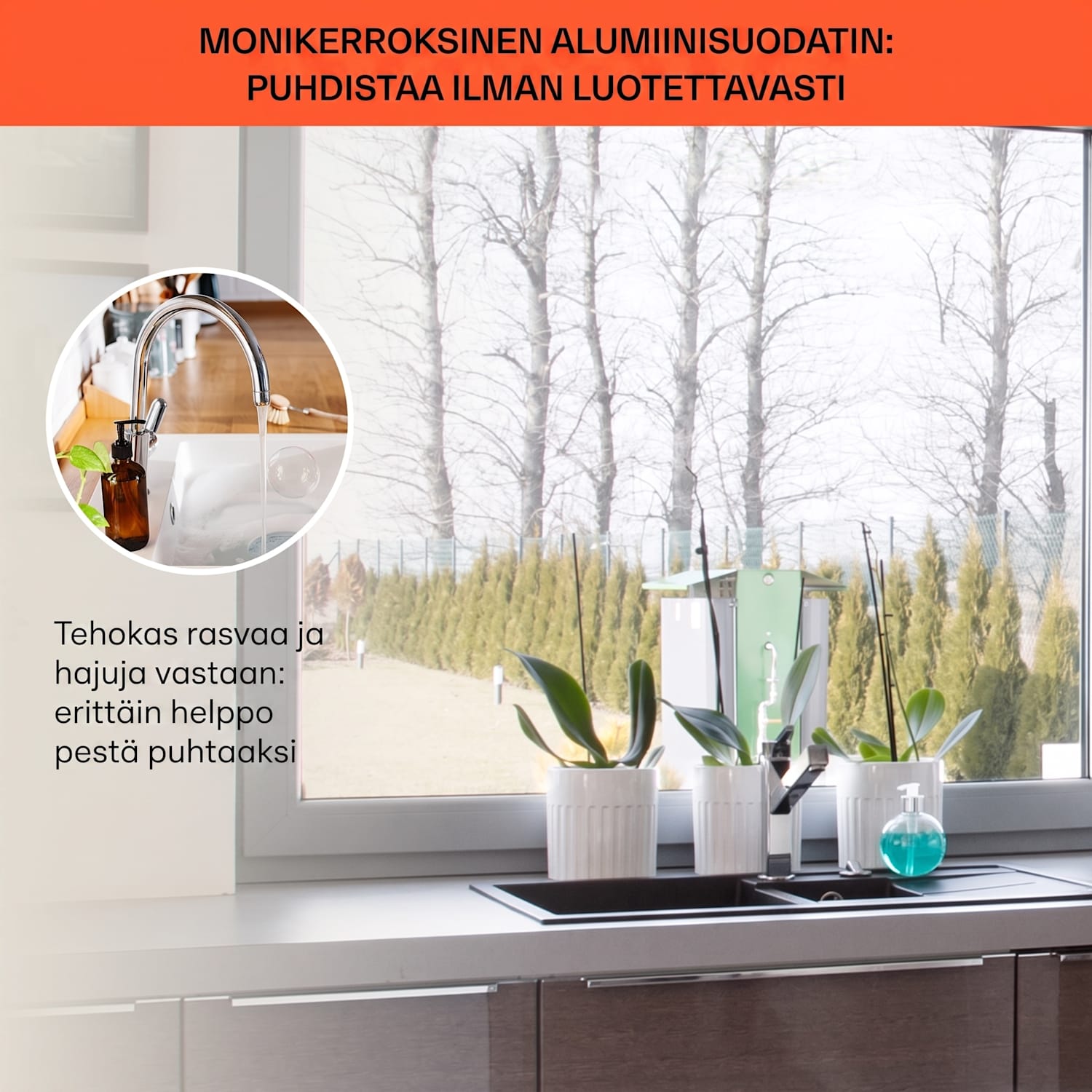 Futurelight Smart saarekeliesituuletin kiertoilma 413 m³/h LED ruostumaton teräs Musta