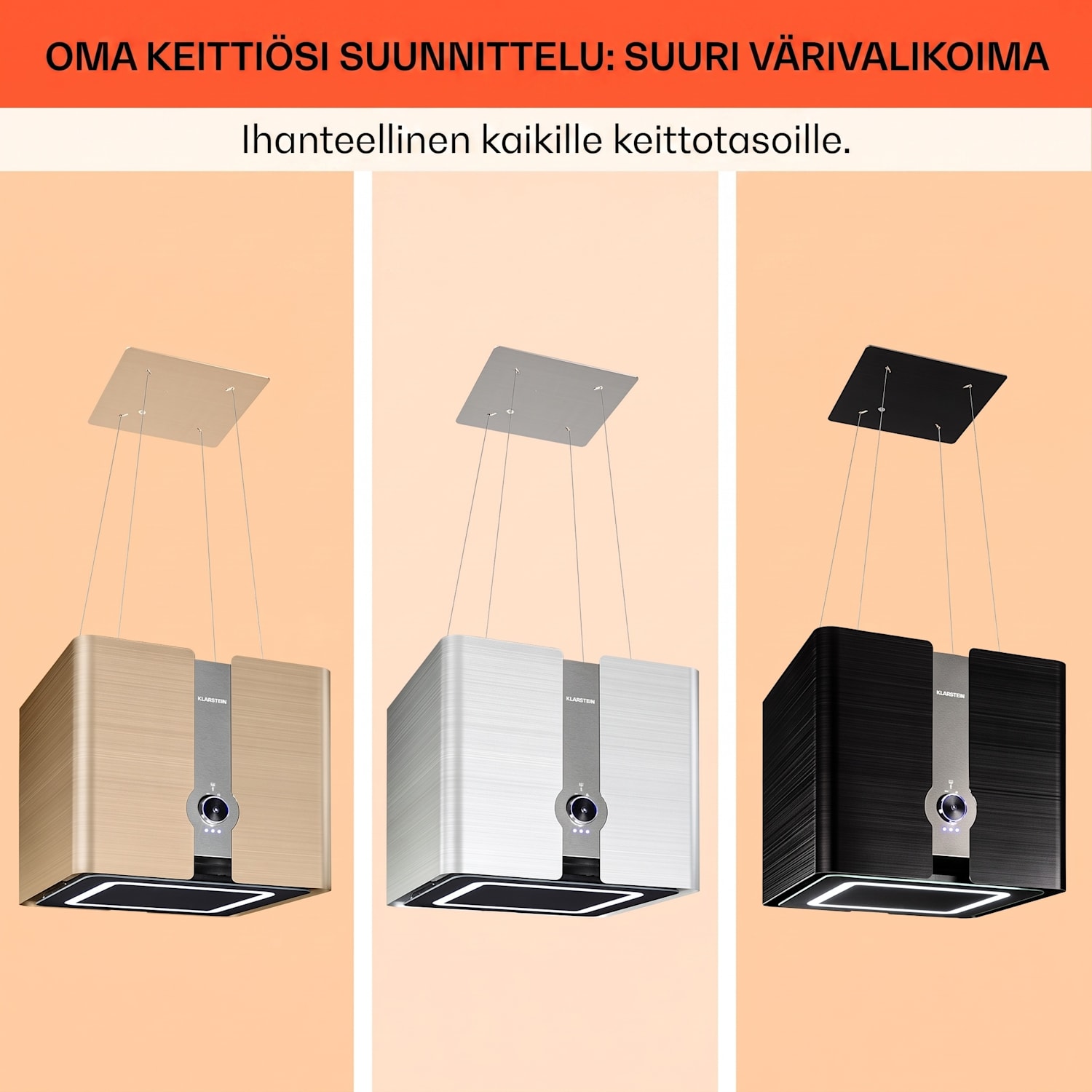 Futurelight Smart saarekeliesituuletin kiertoilma 413 m³/h LED ruostumaton teräs Musta
