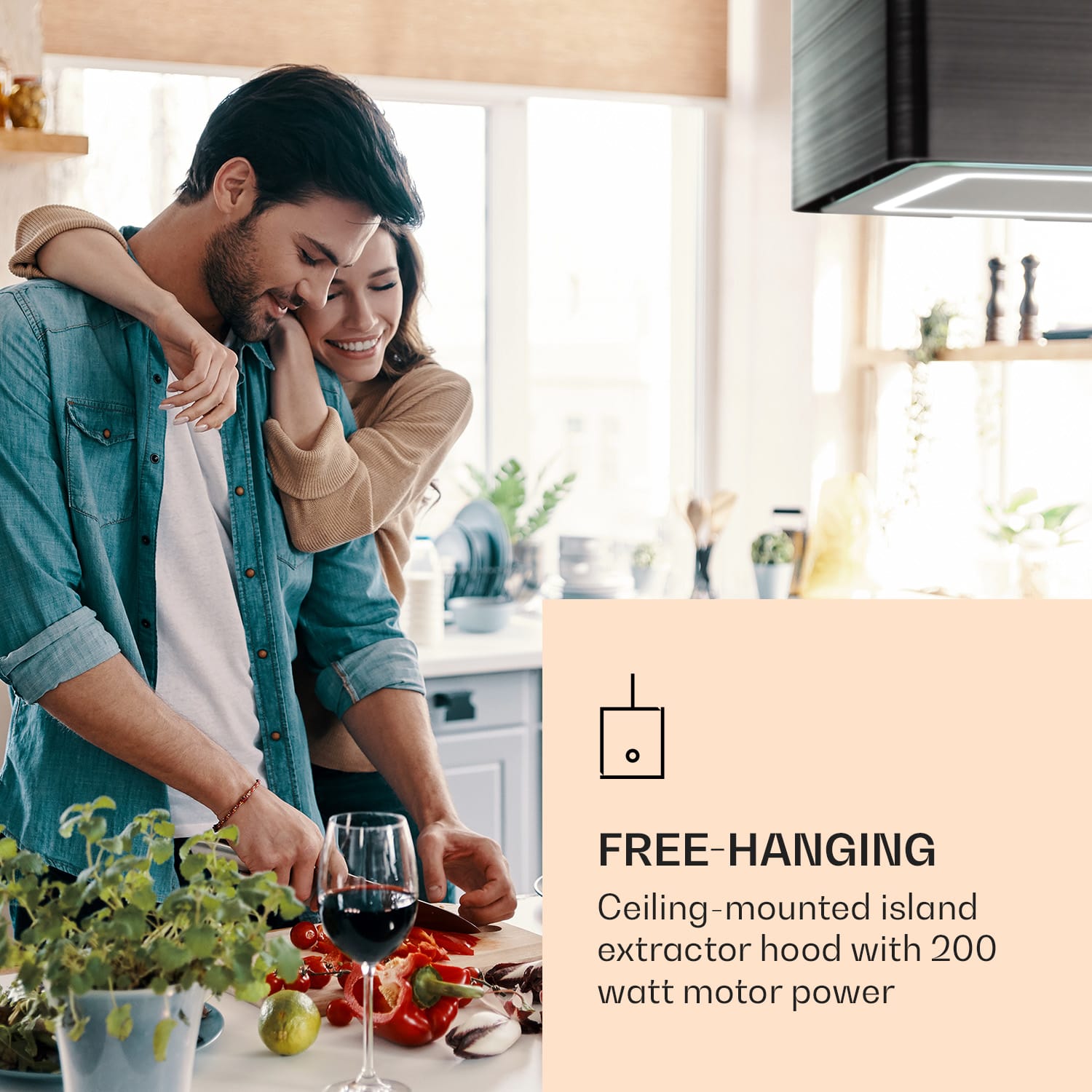 Futurelight Smart, Otočna napa, Recirkulacija, 420m³/h, LED, nehrđajući čelik 