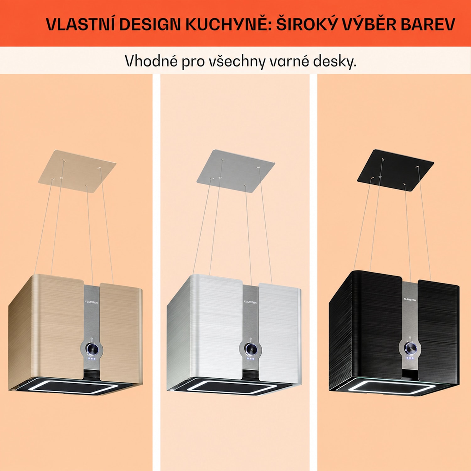 Futurelight Smart, digestoř, 45 cm, ostrůvková, 413 m³/h, LED, nerezová ocel, černá Stříbrná