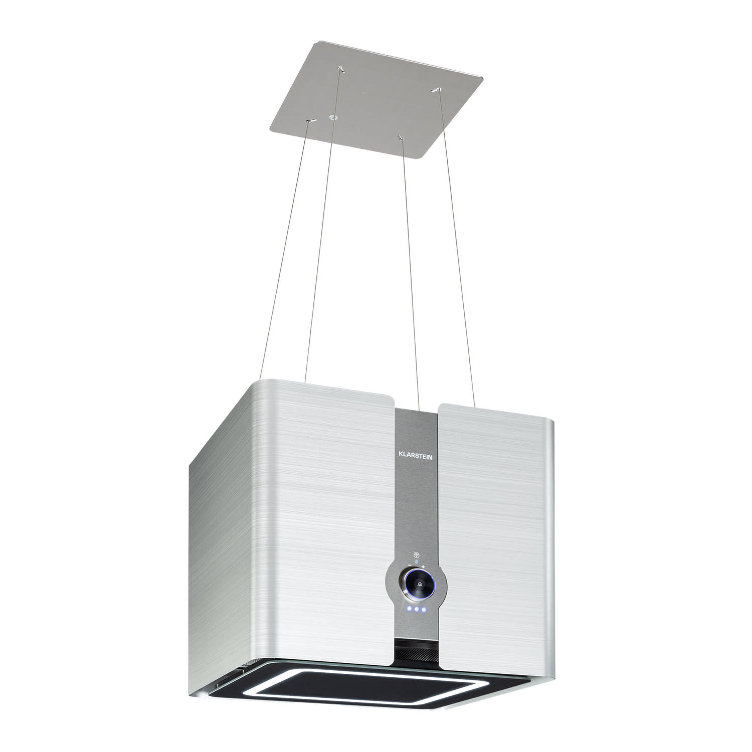 Futurelight Smart Inselabzugshaube Umluft 420m³/h LED Edelstahl Silber