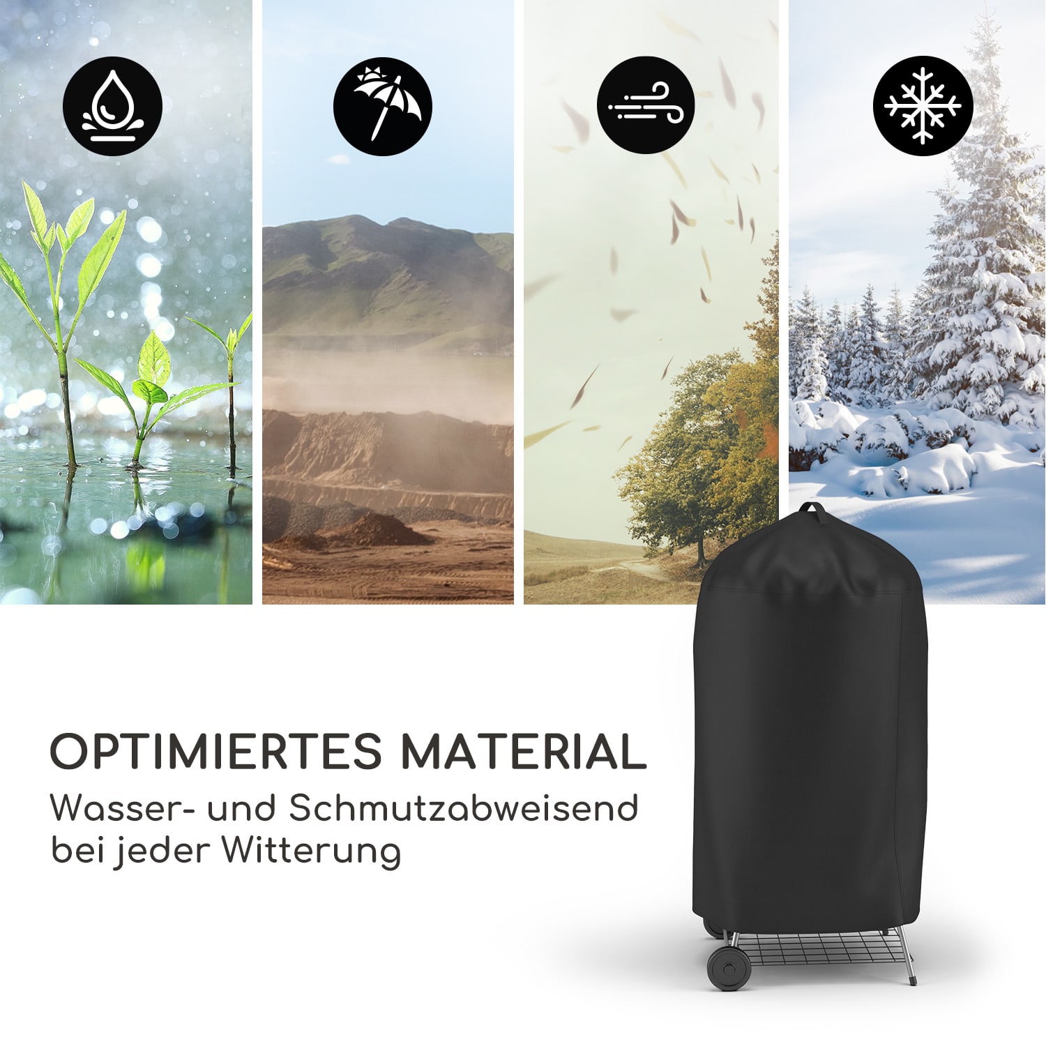 Funda protectora Grillguard para barbacoas de bola de hasta Ø 70 cm, mango resistente a los rayos UV 