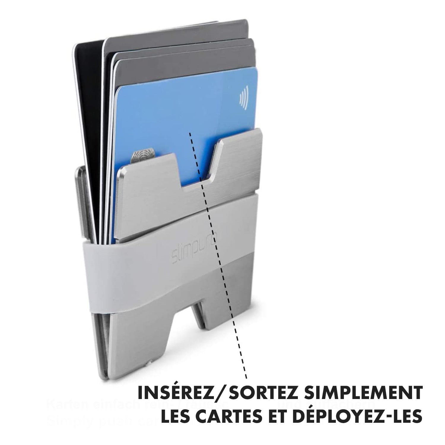 NANO Slim Wallet Portefeuille extra-plat 12 cartes Poche à monnaie Aluminium Gris Foncé