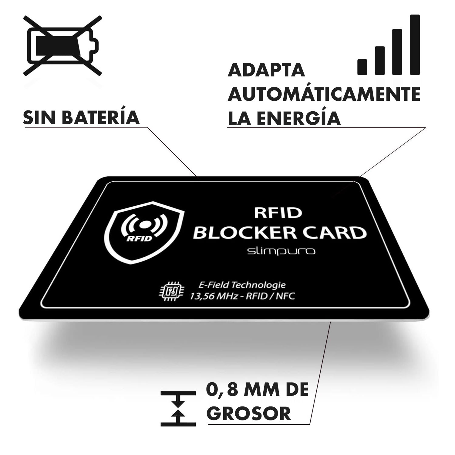 Tarjeta de bloqueo RFID con señal de interferencia NFC formato de tarjeta de crédito ultrafina Negro
