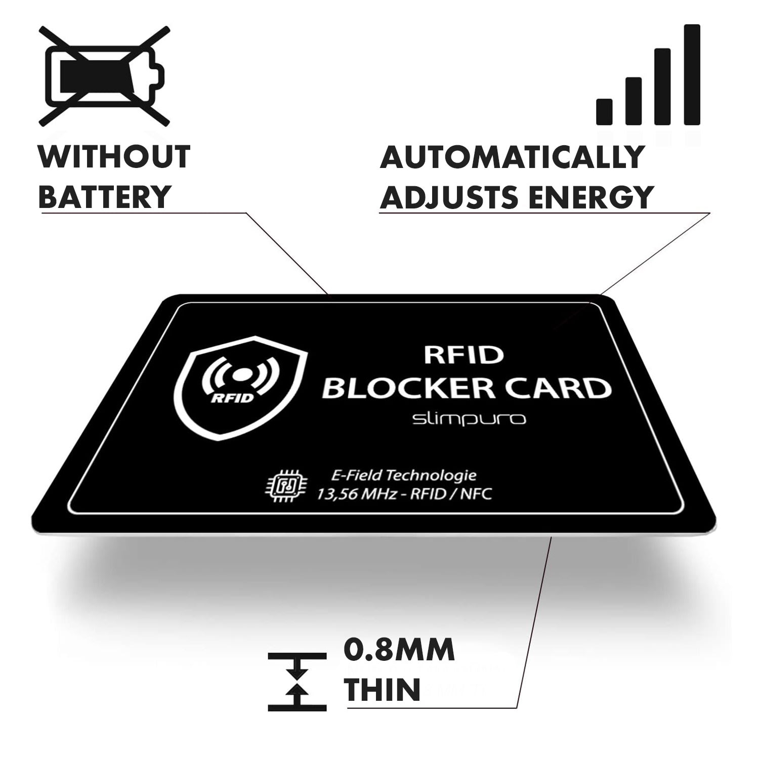 RFID-suojakortti NFC-häiriösignaalilla erittäin ohut luottokortin muotoinen Musta